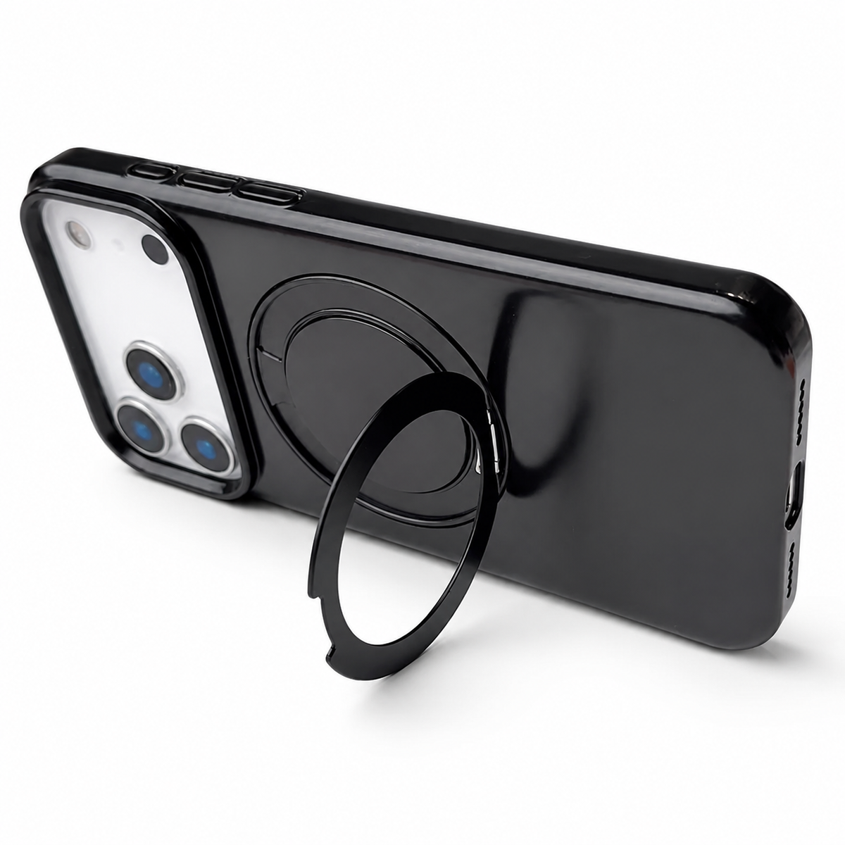 Premium iPhone Case MagSafe Magnetic 360 Rotating Stand Holder Original Color Hard PC Shockproof Slim Protective Bumper Phone Cover Case Design
