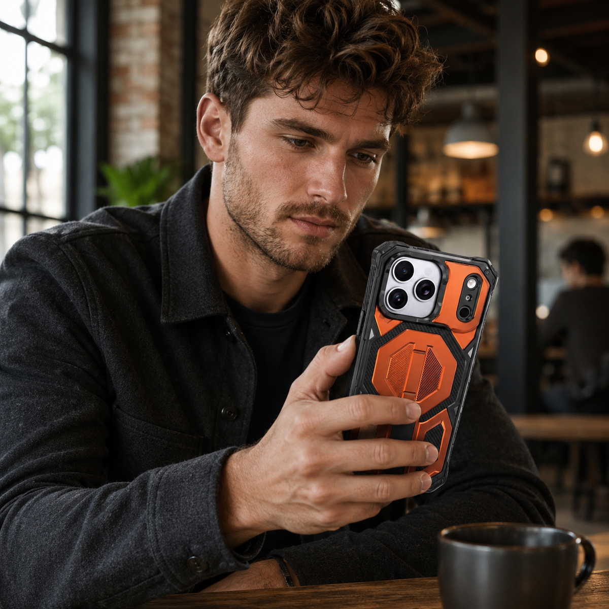 Premium iPhone Case MagSafe Magnetic Armor Metal Stand Shockproof PC TPU Dual Layer Heavy Duty Matte Anti Scratch Non Slip Protective Bumper Cover