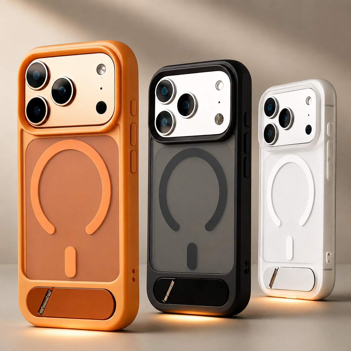 Premium iPhone Case MagSafe Magnetic Foldable Kickstand Shockproof Protective Cover Matte PC Anti Fingerprint Anti Scratch Non Slip Slim Lightweight