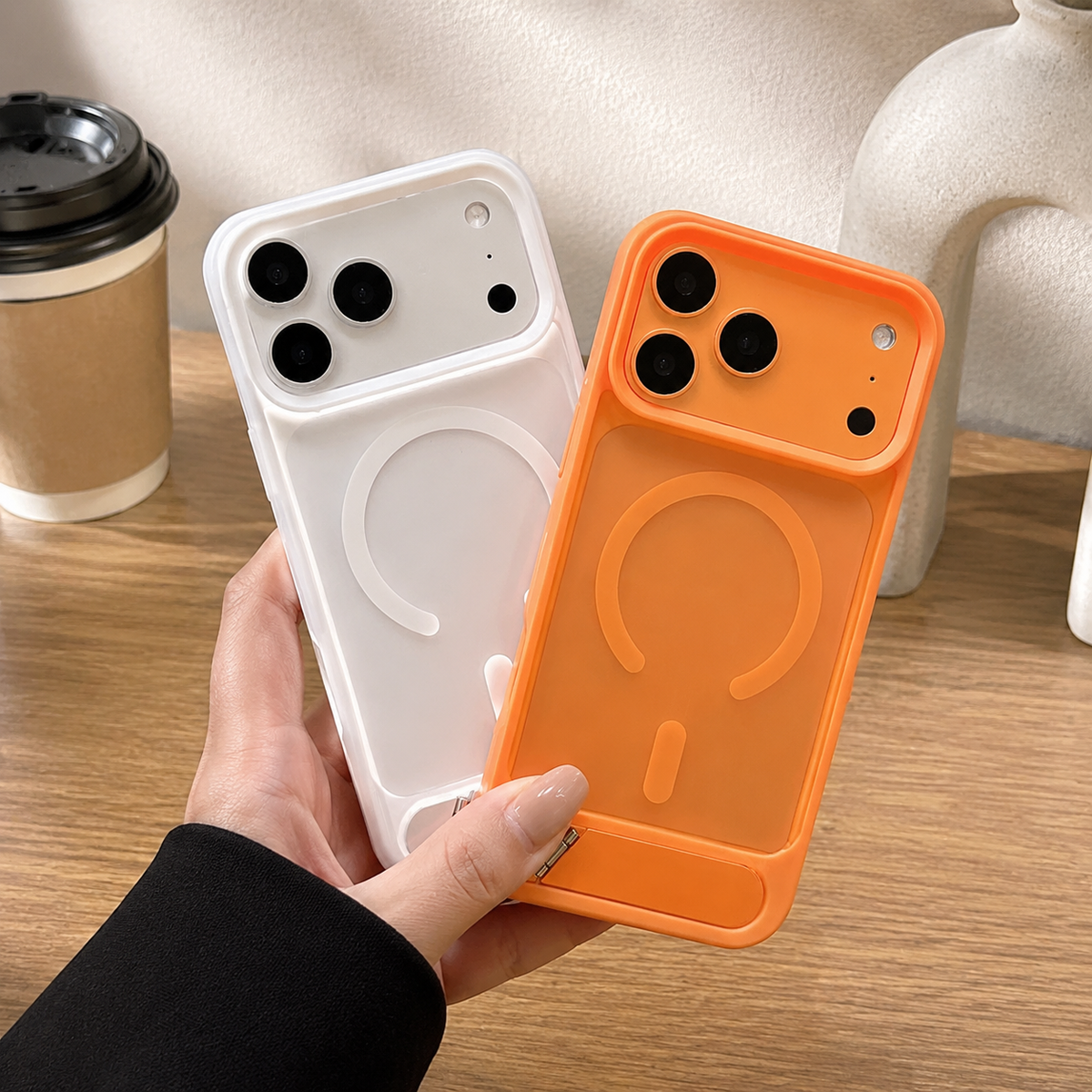 Premium iPhone Case MagSafe Magnetic Foldable Kickstand Shockproof Protective Cover Matte PC Anti Fingerprint Anti Scratch Non Slip Slim Lightweight