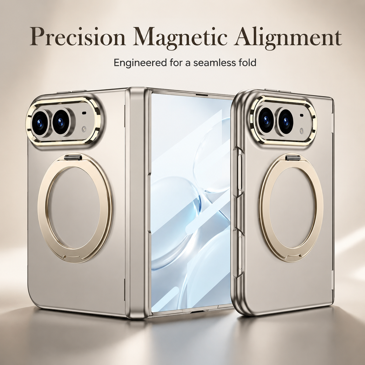 Premium iPhone Case MagSafe Magnetic Folding Stand Foldable Phone Integrated Screen Film Shockproof Slim Protective Bumper Cover Case Design