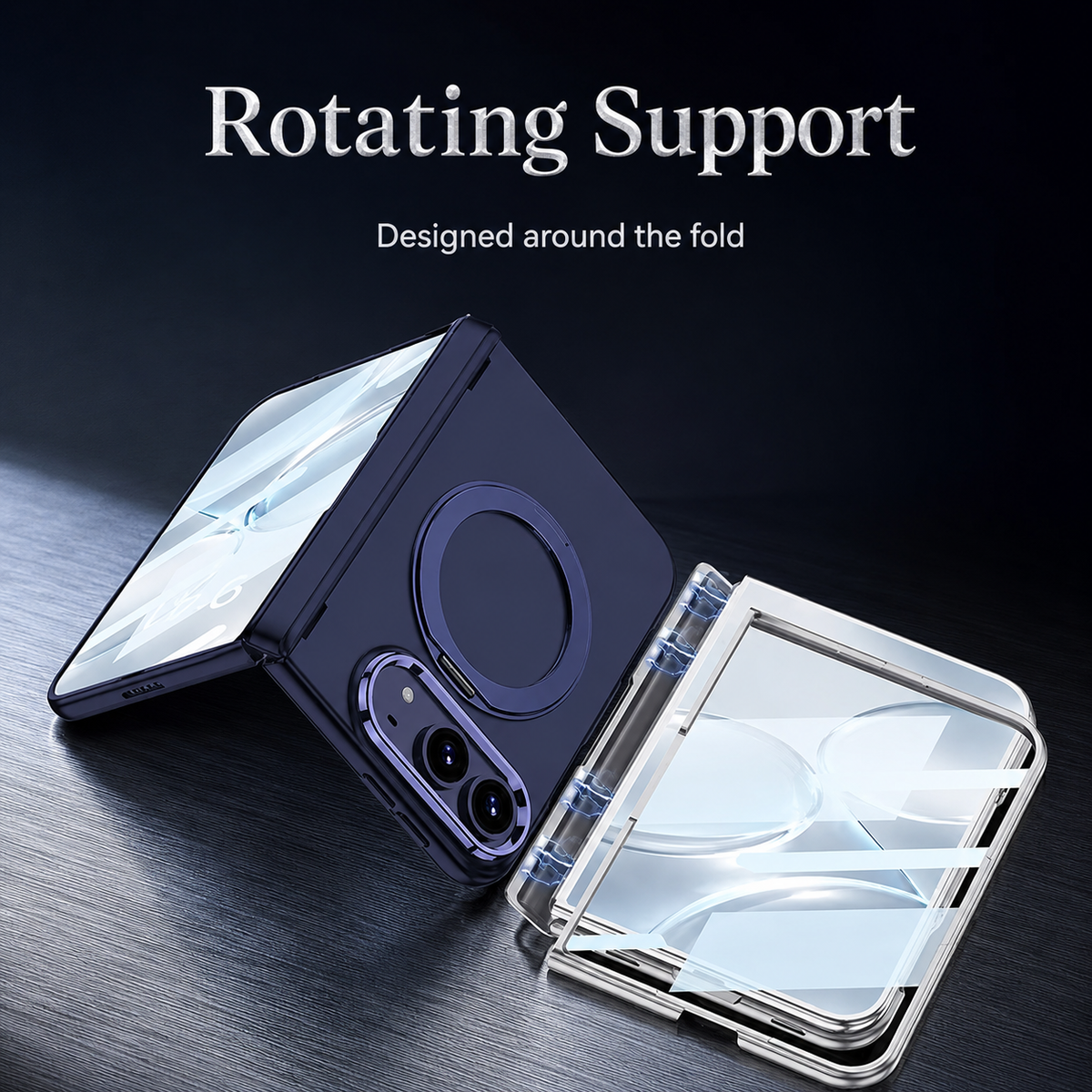 Premium iPhone Case MagSafe Magnetic Folding Stand Foldable Phone Integrated Screen Film Shockproof Slim Protective Bumper Cover Case Design