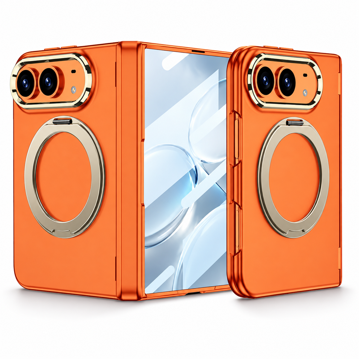 Premium iPhone Case MagSafe Magnetic Folding Stand Foldable Phone Integrated Screen Film Shockproof Slim Protective Bumper Cover Case Design