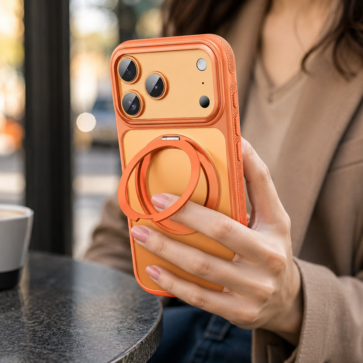 Premium iPhone Case MagSafe Magnetic Rotating Kickstand Shockproof Protective Cover Metal PC TPU Mechanical Stand Anti Slip Reinforced Rugged Full Coverage