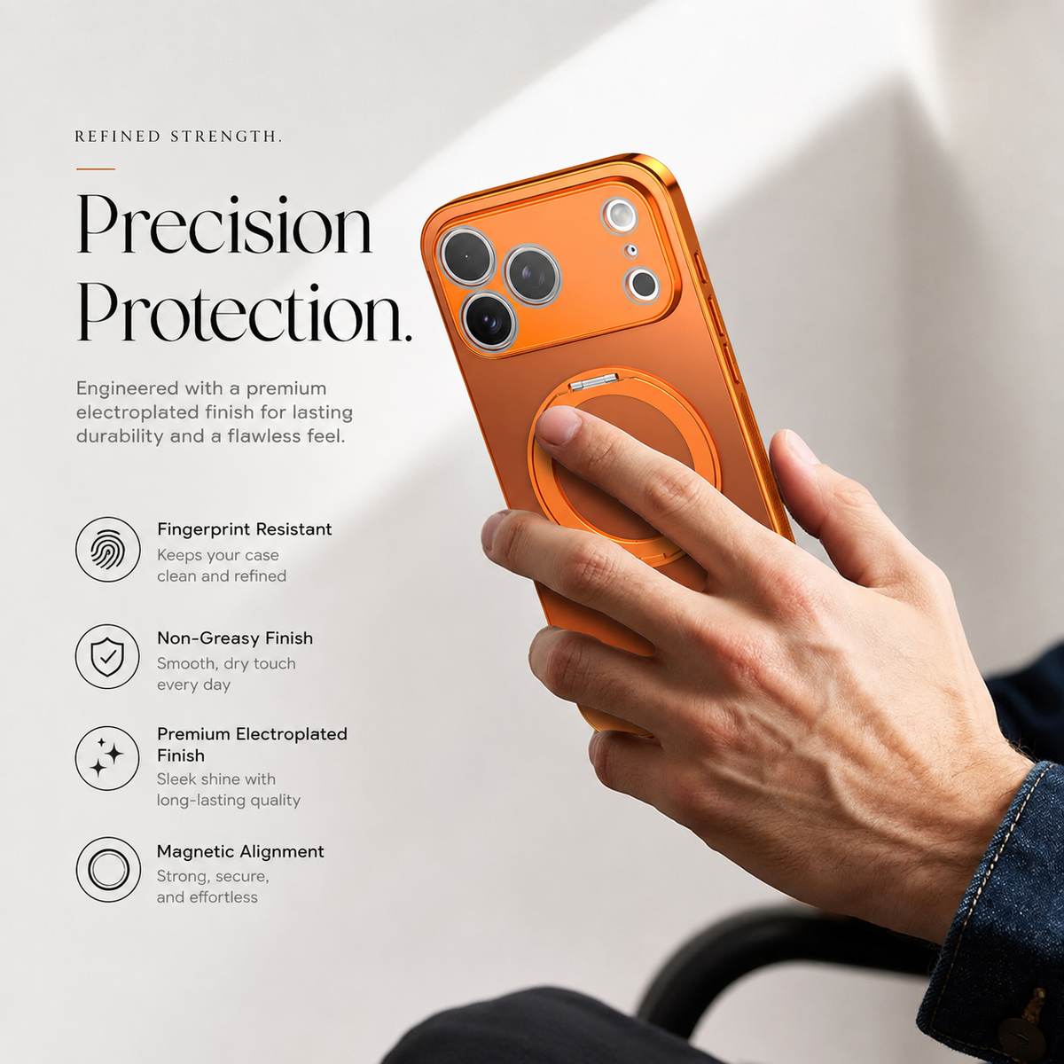 Premium iPhone Case MagSafe Magnetic Rotating Ring Folding Stand Lens Protection Shockproof PC TPU Metal Matte Non Slip Protective Bumper Cover