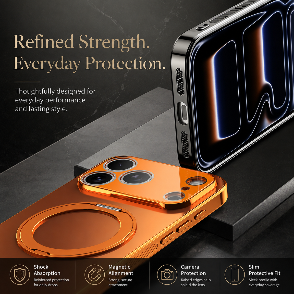 Premium iPhone Case MagSafe Magnetic Rotating Ring Folding Stand Lens Protection Shockproof PC TPU Metal Matte Non Slip Protective Bumper Cover