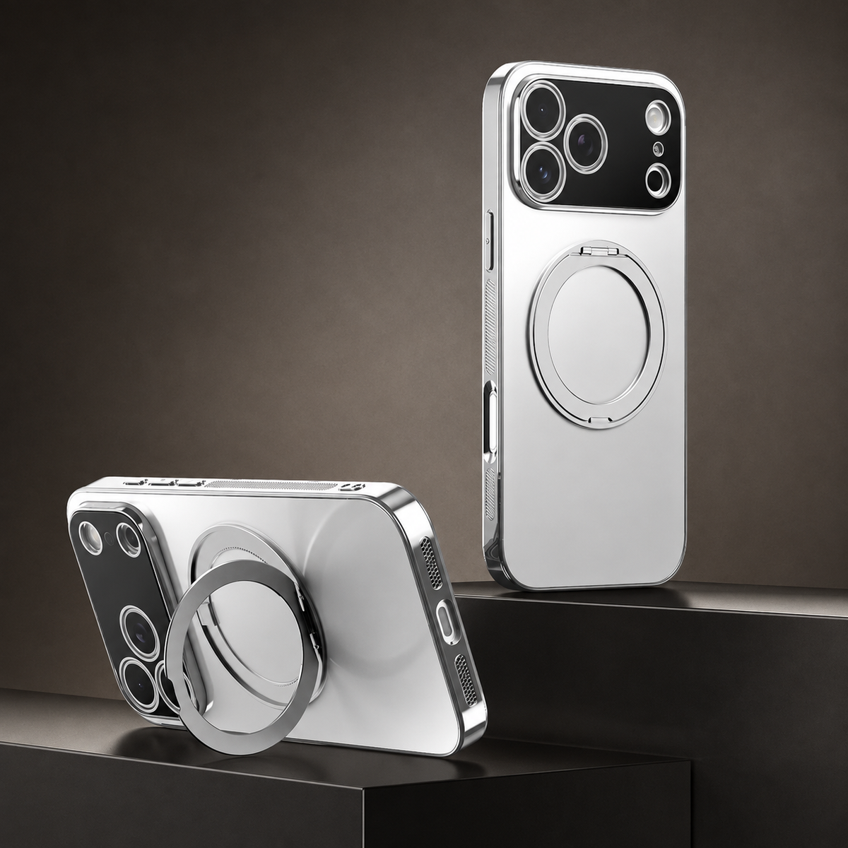 Premium iPhone Case MagSafe Magnetic Rotating Ring Folding Stand Lens Protection Shockproof PC TPU Metal Matte Non Slip Protective Bumper Cover