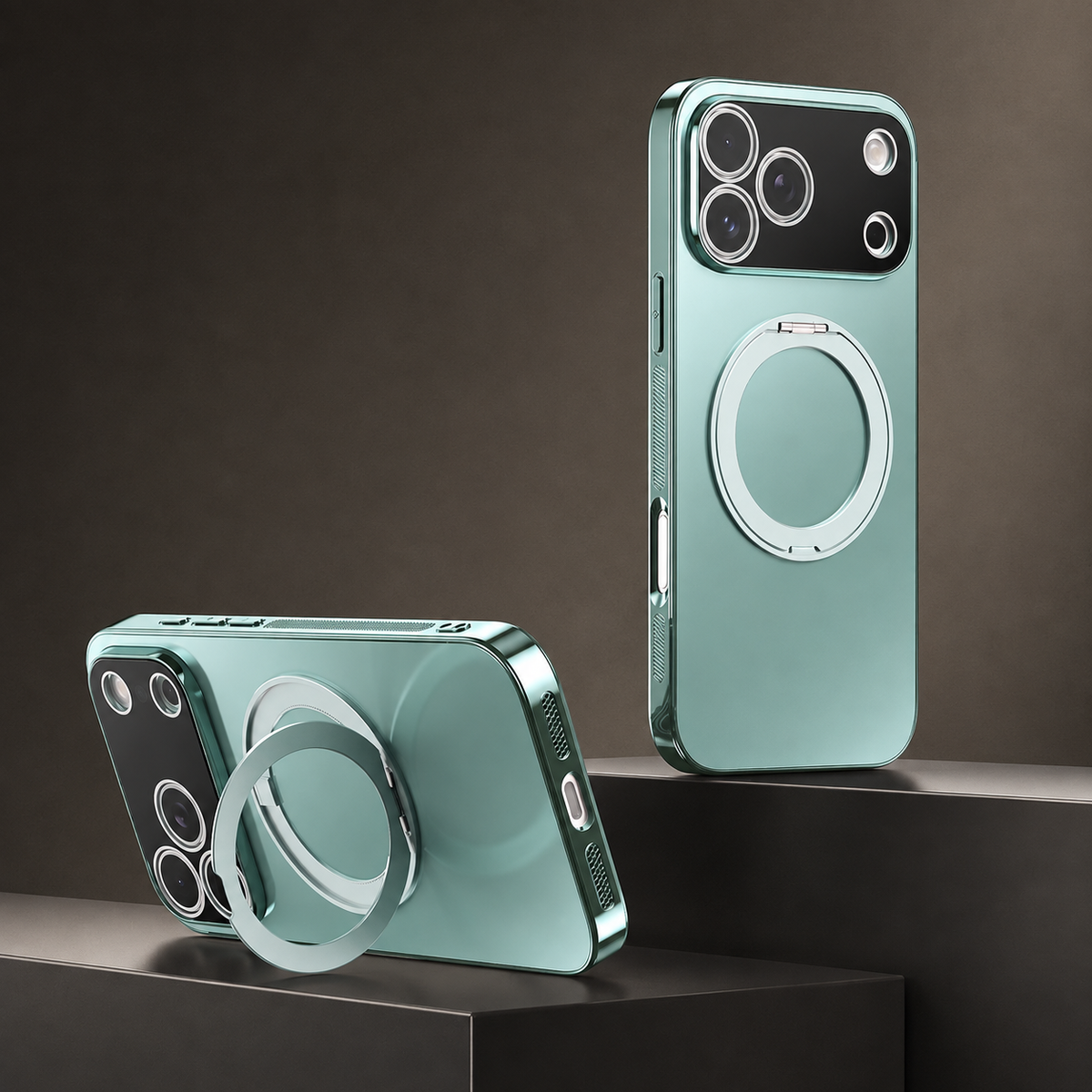 Premium iPhone Case MagSafe Magnetic Rotating Ring Folding Stand Lens Protection Shockproof PC TPU Metal Matte Non Slip Protective Bumper Cover