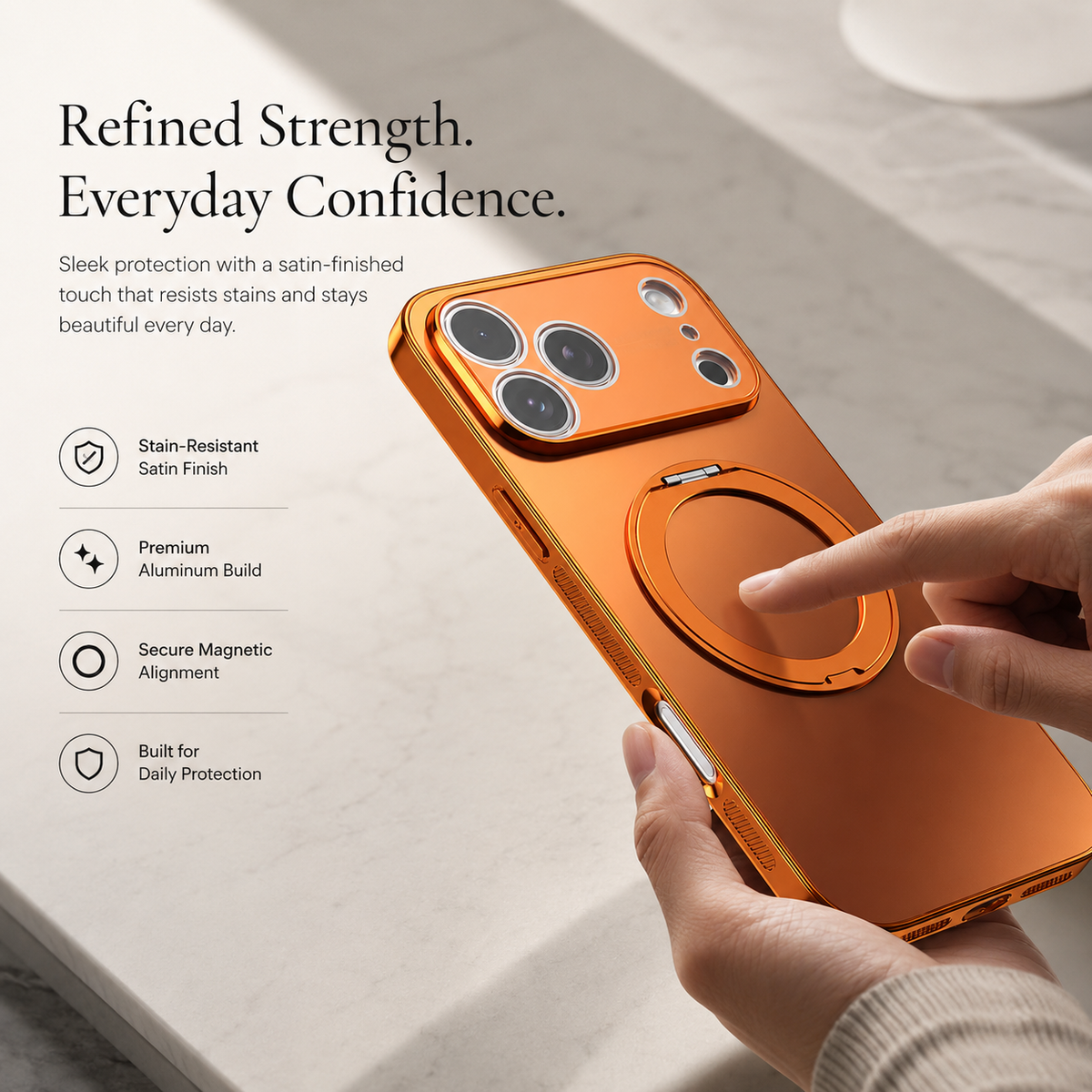 Premium iPhone Case MagSafe Magnetic Rotating Ring Folding Stand Lens Protection Shockproof PC TPU Metal Matte Non Slip Protective Bumper Cover