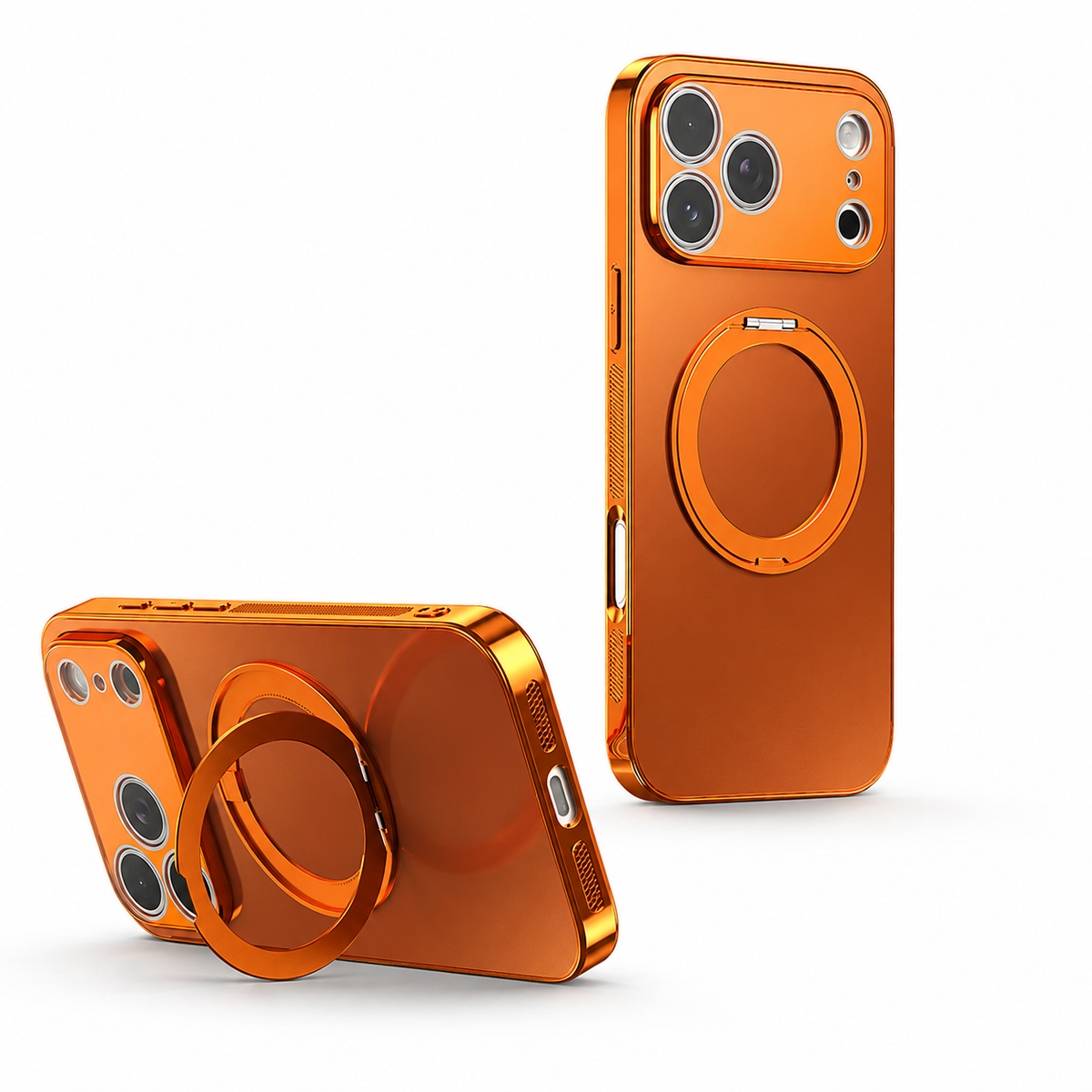 Premium iPhone Case MagSafe Magnetic Rotating Ring Folding Stand Lens Protection Shockproof PC TPU Metal Matte Non Slip Protective Bumper Cover