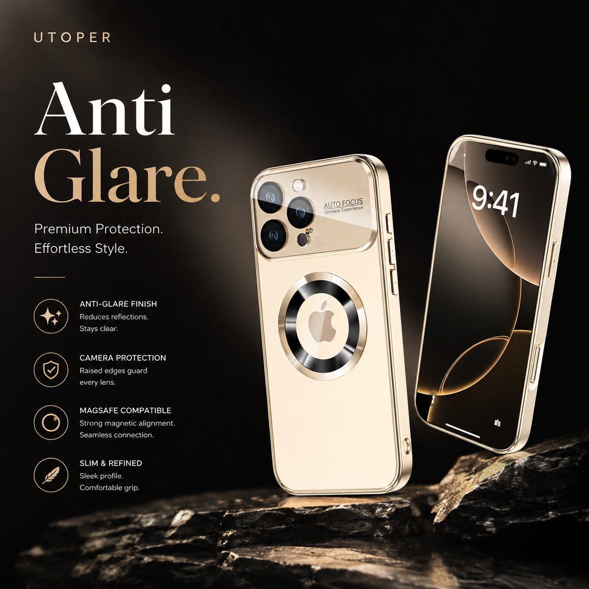 Premium iPhone Case MagSafe Matte Big View Glass Lens Protector Magnetic Shockproof PC TPU Anti Scratch Non Slip Camera Protective Cover Case Design