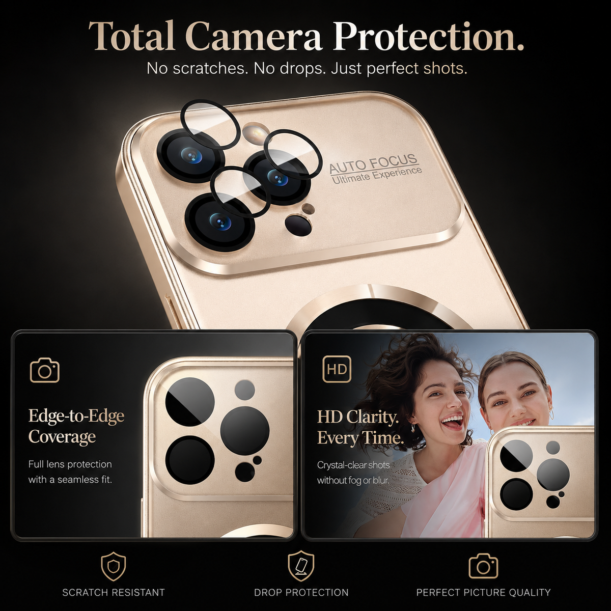 Premium iPhone Case MagSafe Matte Big View Glass Lens Protector Magnetic Shockproof PC TPU Anti Scratch Non Slip Camera Protective Cover Case Design