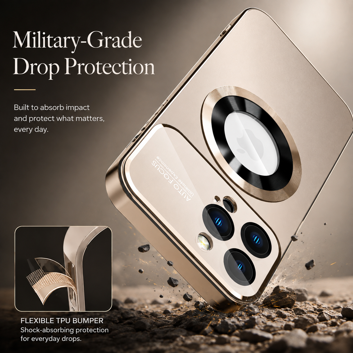 Premium iPhone Case MagSafe Matte Big View Glass Lens Protector Magnetic Shockproof PC TPU Anti Scratch Non Slip Camera Protective Cover Case Design