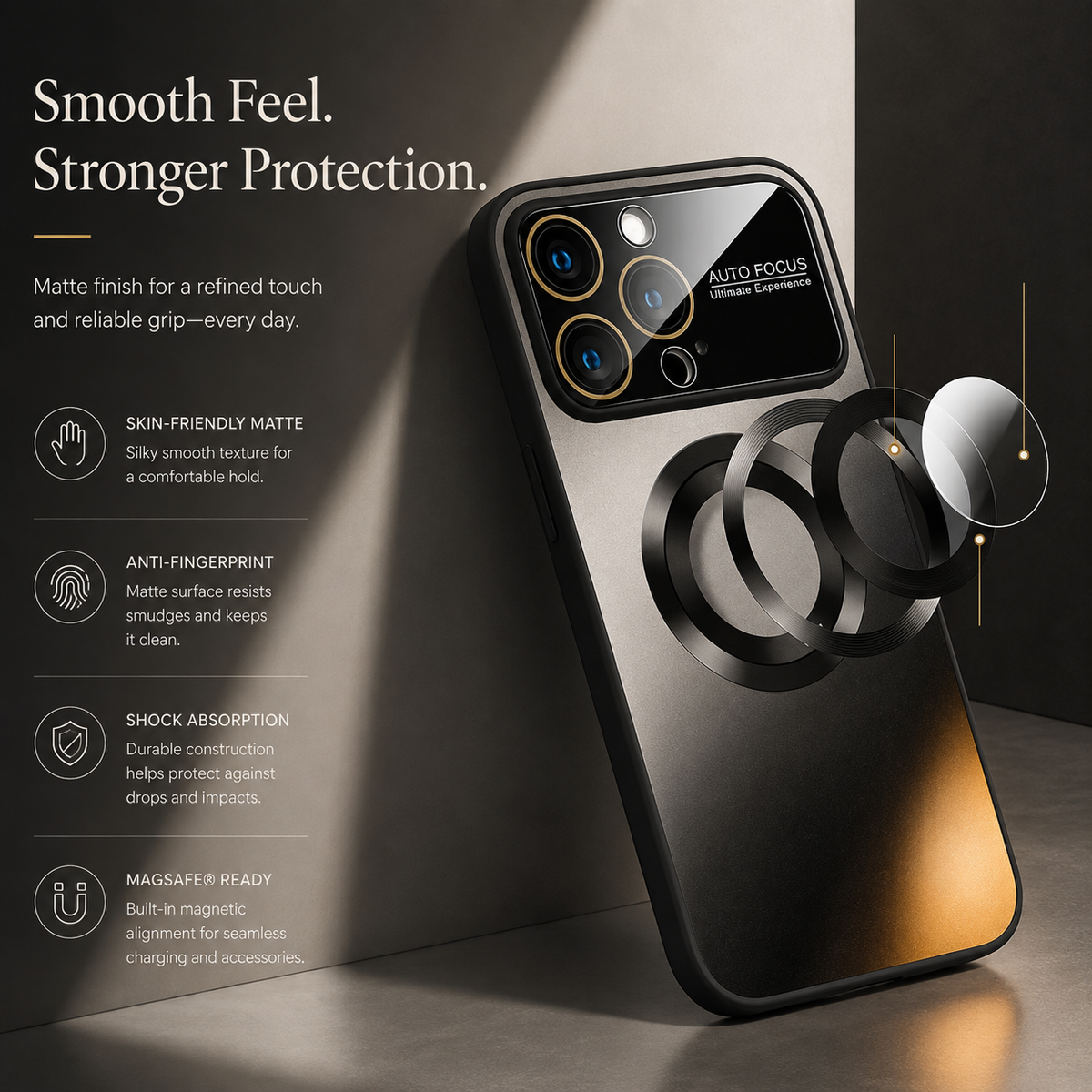 Premium iPhone Case MagSafe Matte Magnetic Camera Lens Protection Shockproof Anti Scratch Non Slip Tough Full Coverage Protective Cover Case Design