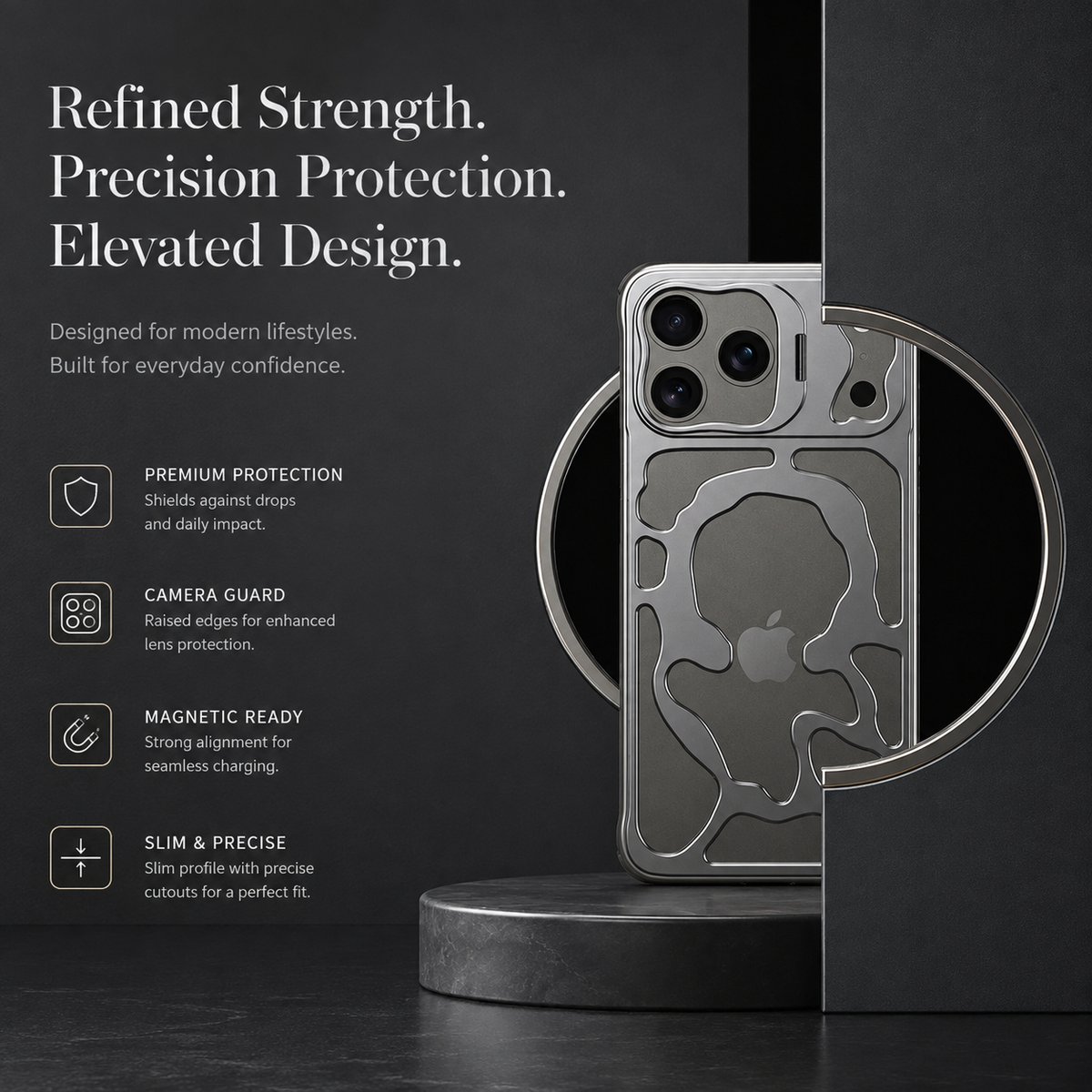 Premium iPhone Case MagSafe Metal Hollow Magnetic Heat Dissipation Protective Cover Breathable Cooling Bracket Stand Shockproof Slim Metal Frame Case