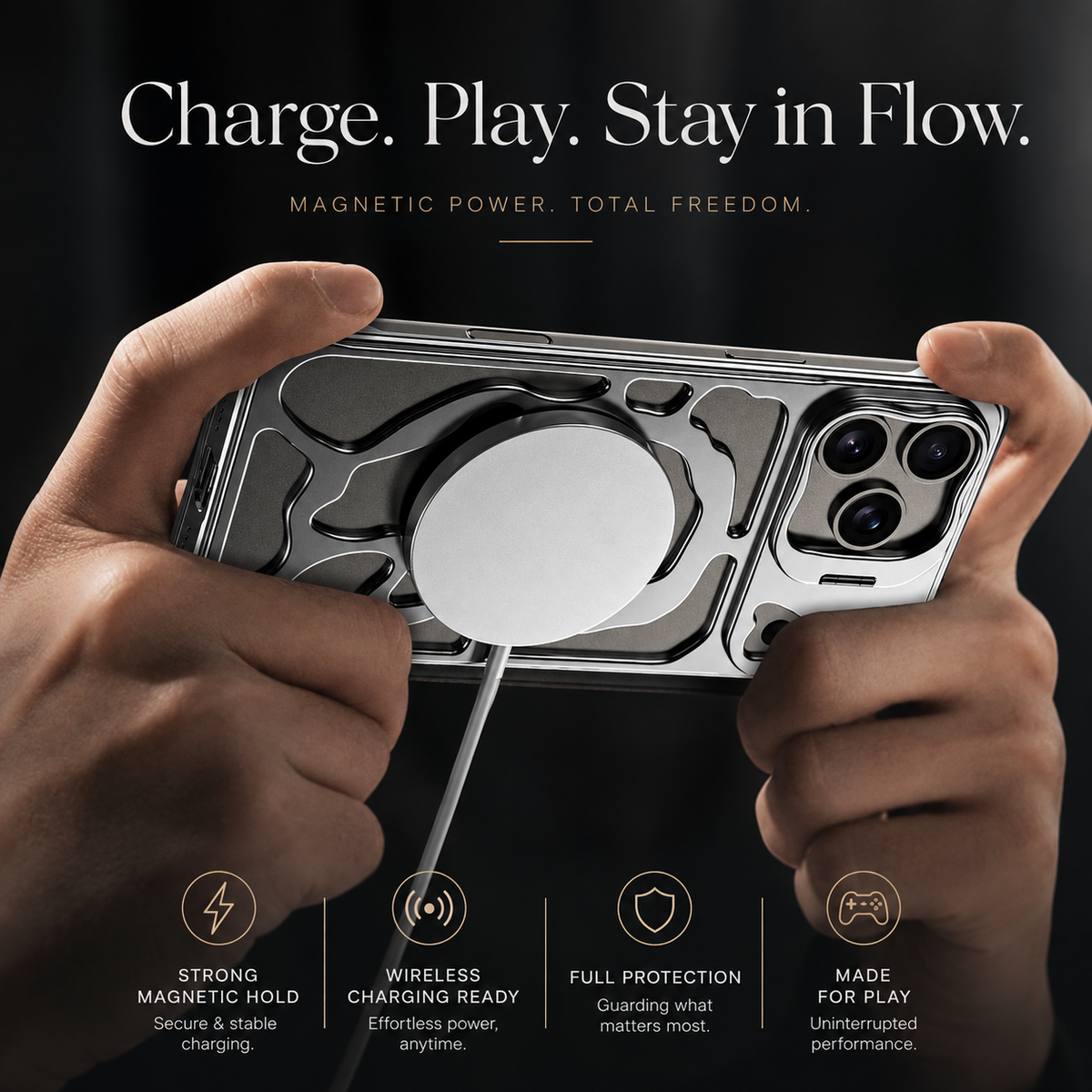 Premium iPhone Case MagSafe Metal Hollow Magnetic Heat Dissipation Protective Cover Breathable Cooling Bracket Stand Shockproof Slim Metal Frame Case