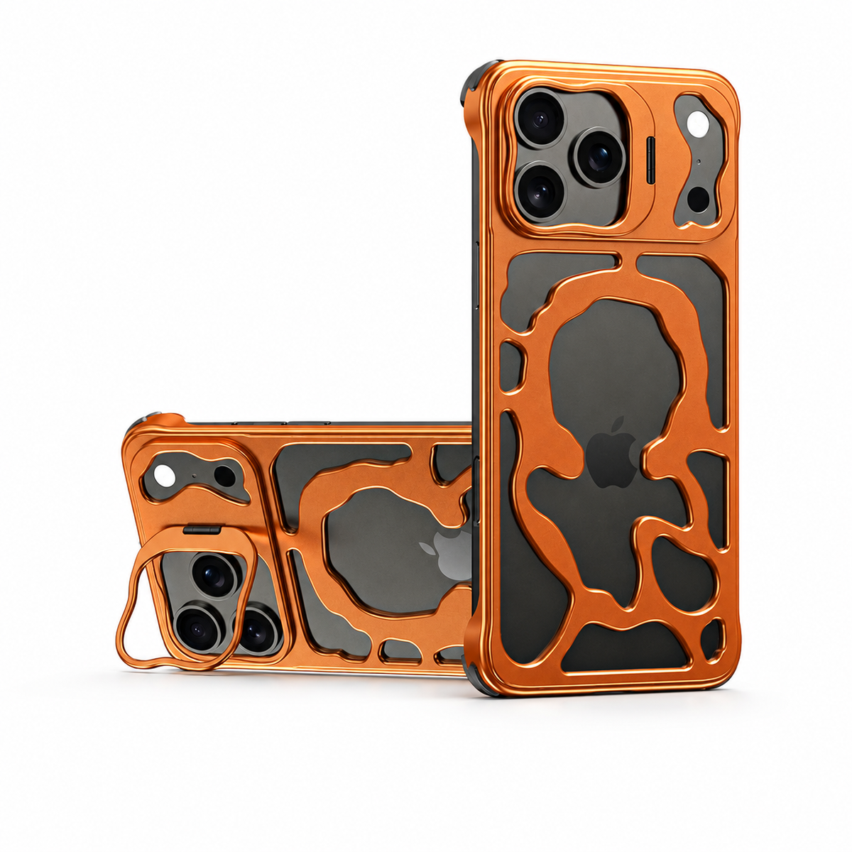 Premium iPhone Case MagSafe Metal Hollow Magnetic Heat Dissipation Protective Cover Breathable Cooling Bracket Stand Shockproof Slim Metal Frame Case