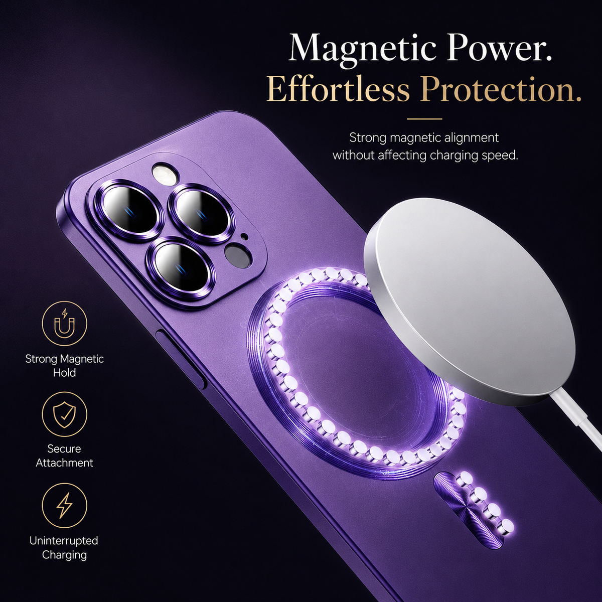 Premium iPhone Case MagSafe Metallic Paint Magnetic Shockproof Lens Protection Matte Anti Scratch Non Slip Reflective Lightweight Protective Cover Case