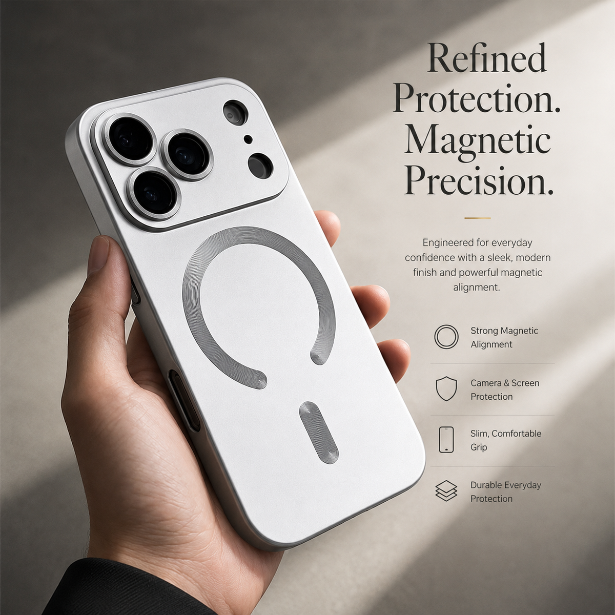 Premium iPhone Case MagSafe Metallic Paint Magnetic Shockproof Lens Protection Matte Anti Scratch Non Slip Reflective Lightweight Protective Cover Case