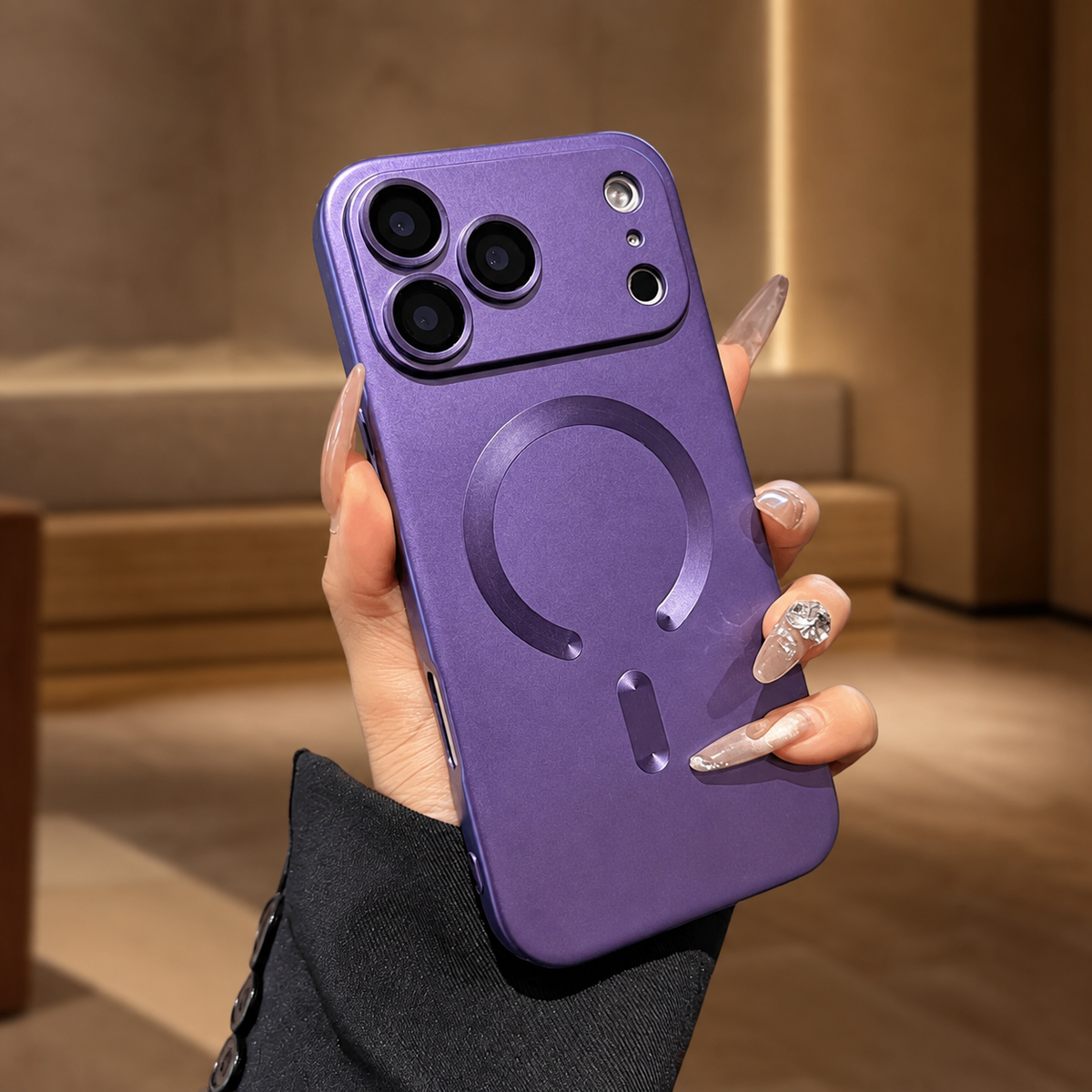 Premium iPhone Case MagSafe Metallic Paint Magnetic Soft Cover Wireless Charging Camera Lens Protection Slim Shockproof Protective Bumper Phone Case