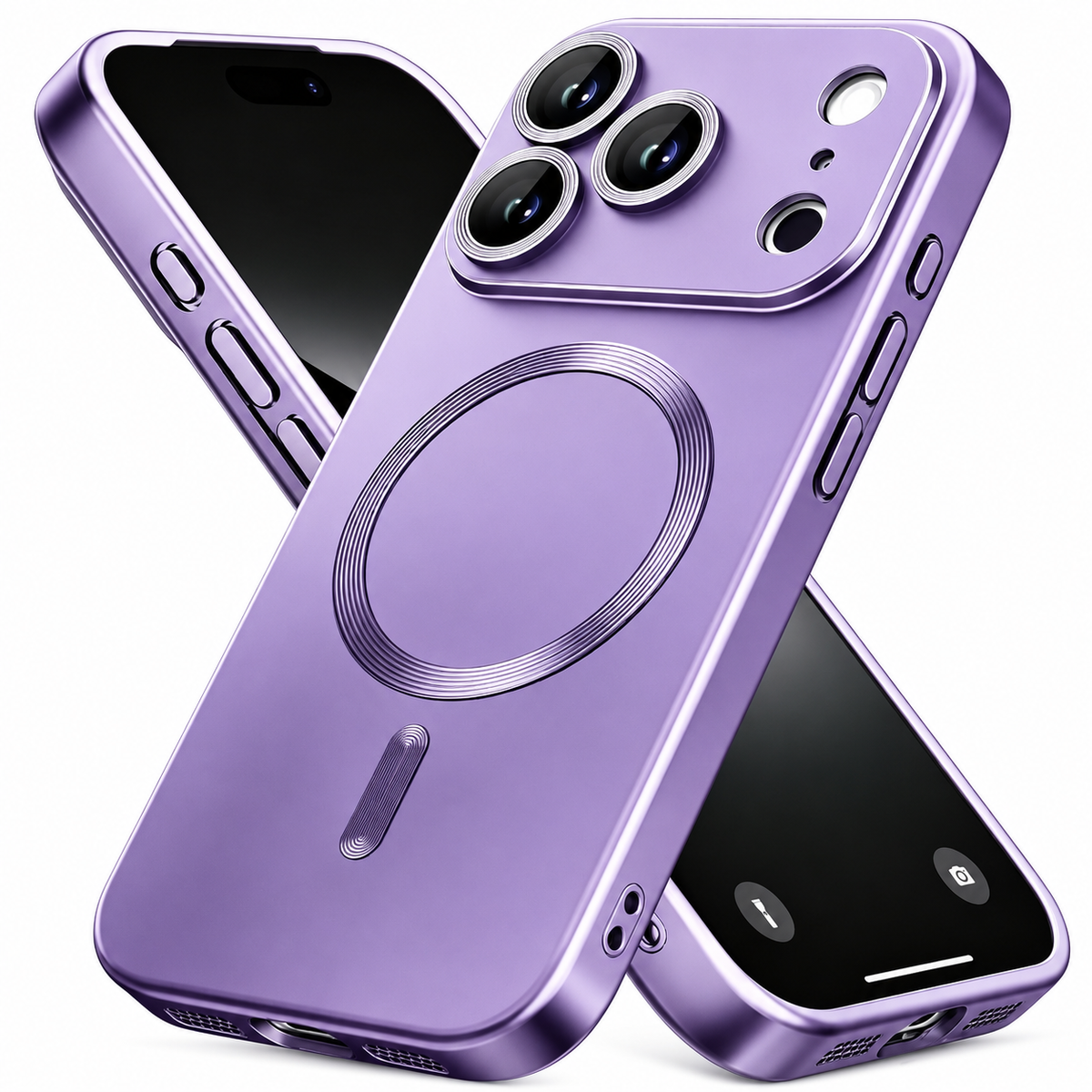 Premium iPhone Case MagSafe Metallic Paint Soft TPU Magnetic Wireless Charging Lens Protection Shockproof Slim Anti Scratch Protective Bumper Cover Case