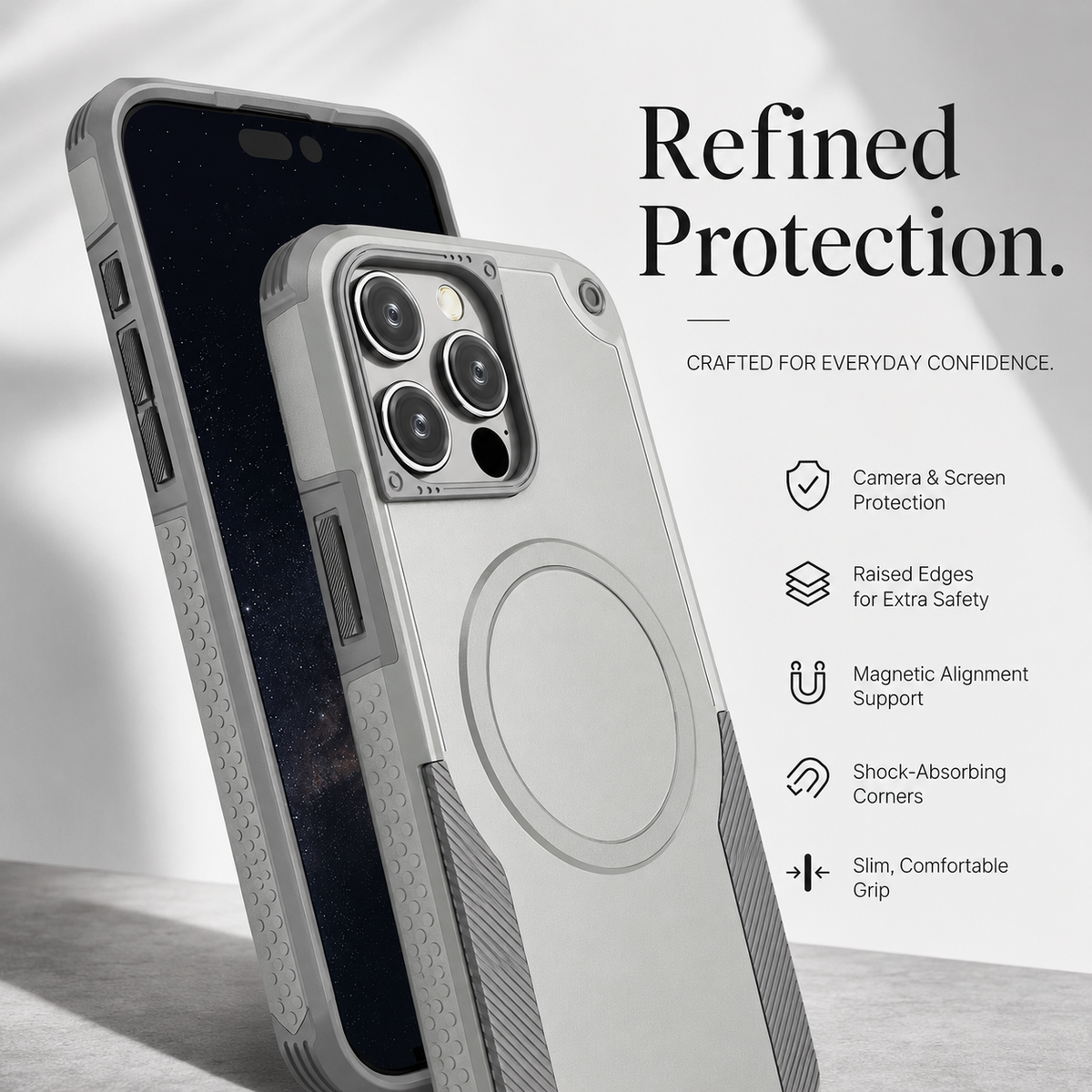 Premium iPhone Case MagSafe Military Shockproof Magnetic Invisible Stand Anti Drop Protective Cover Anti Scratch Non Slip Slim Reinforced Bumper Case