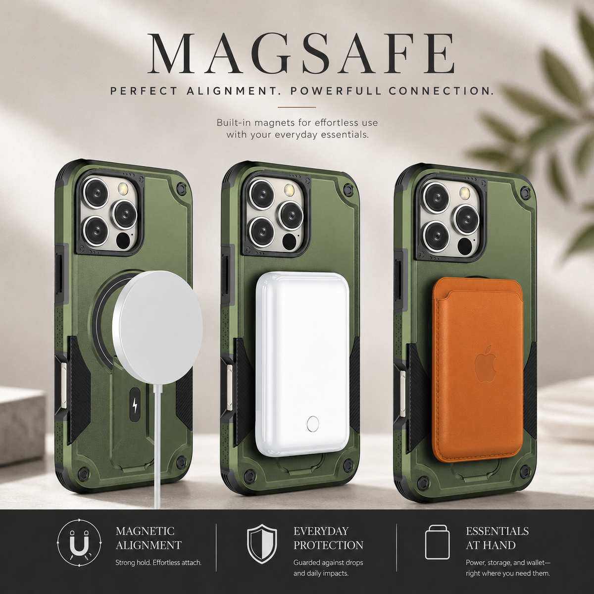 Premium iPhone Case MagSafe Military Shockproof Magnetic Invisible Stand Anti Drop Protective Cover Anti Scratch Non Slip Slim Reinforced Bumper Case