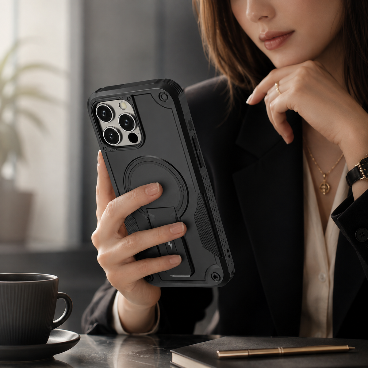 Premium iPhone Case MagSafe Military Shockproof Magnetic Invisible Stand Anti Drop Protective Cover Anti Scratch Non Slip Slim Reinforced Bumper Case