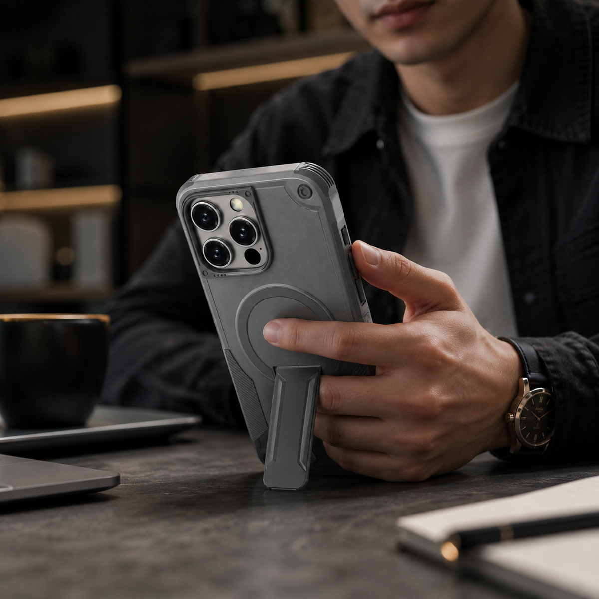 Premium iPhone Case MagSafe Military Shockproof Magnetic Invisible Stand Anti Drop Protective Cover Anti Scratch Non Slip Slim Reinforced Bumper Case