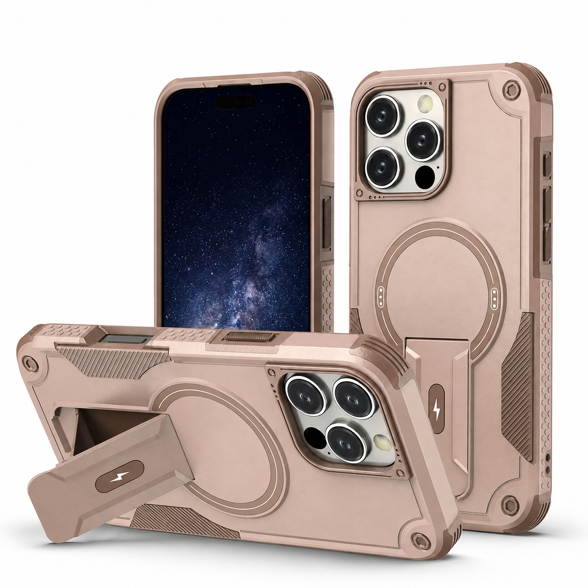 Premium iPhone Case MagSafe Military Shockproof Magnetic Invisible Stand Anti Drop Protective Cover Anti Scratch Non Slip Slim Reinforced Bumper Case