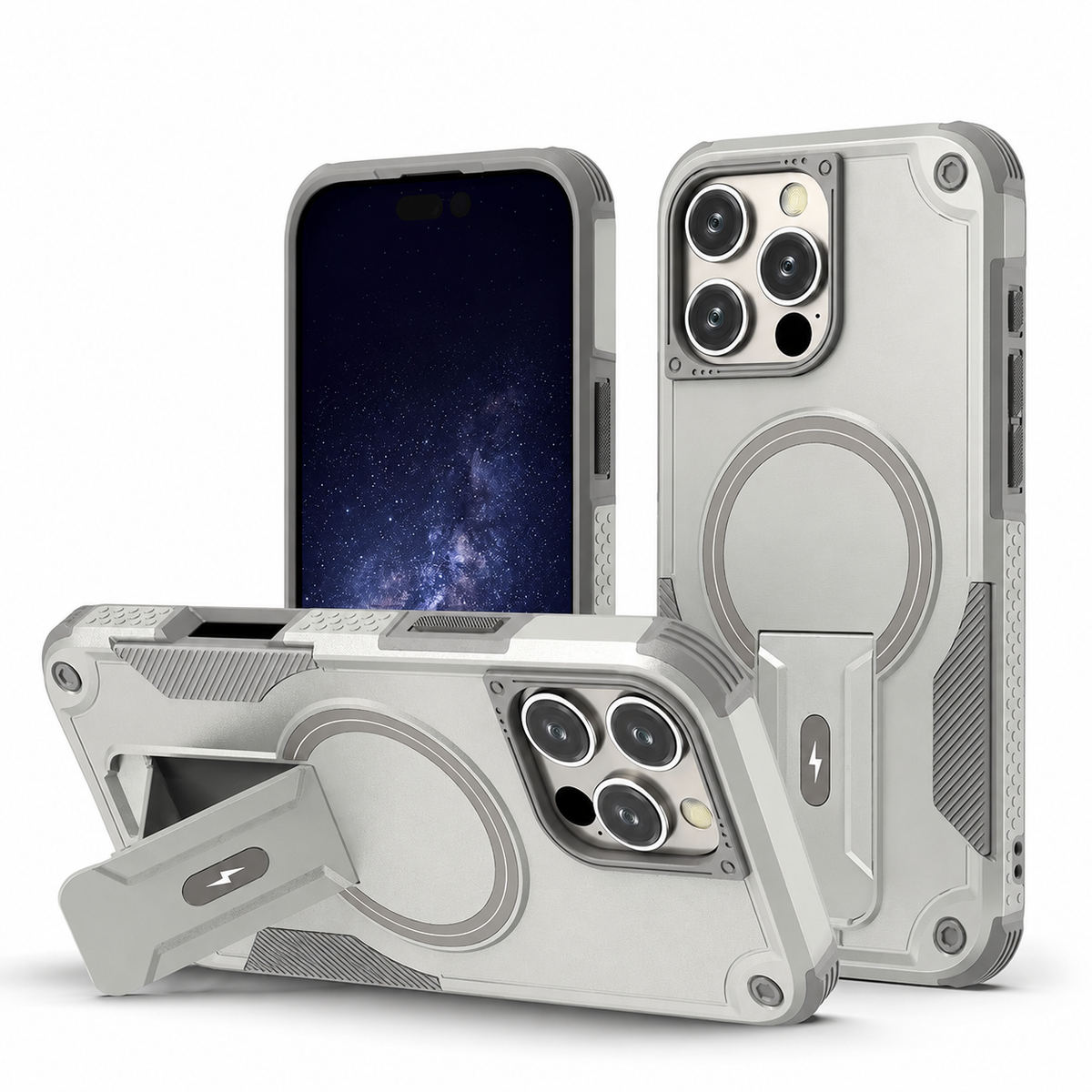 Premium iPhone Case MagSafe Military Shockproof Magnetic Invisible Stand Anti Drop Protective Cover Anti Scratch Non Slip Slim Reinforced Bumper Case