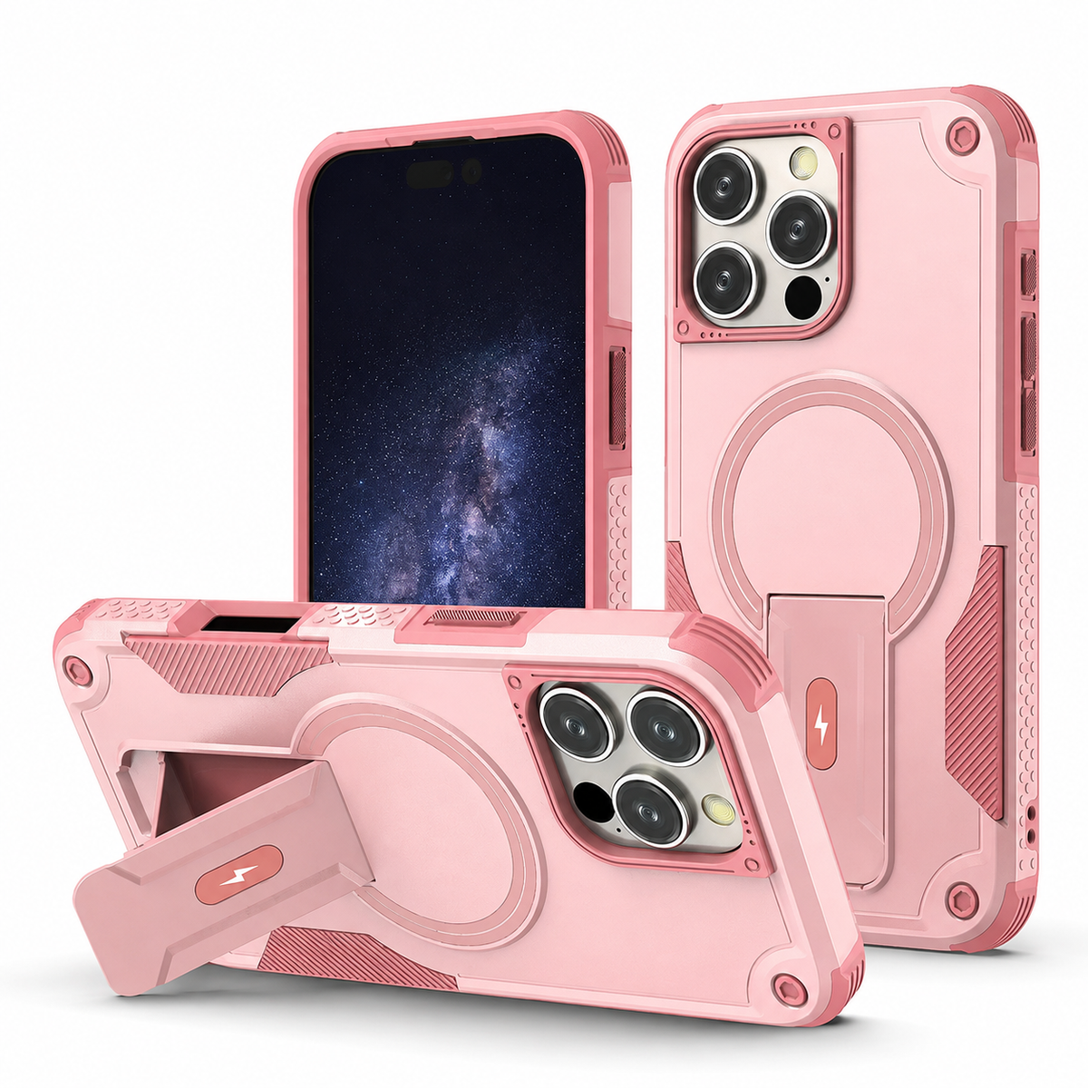 Premium iPhone Case MagSafe Military Shockproof Magnetic Invisible Stand Anti Drop Protective Cover Anti Scratch Non Slip Slim Reinforced Bumper Case