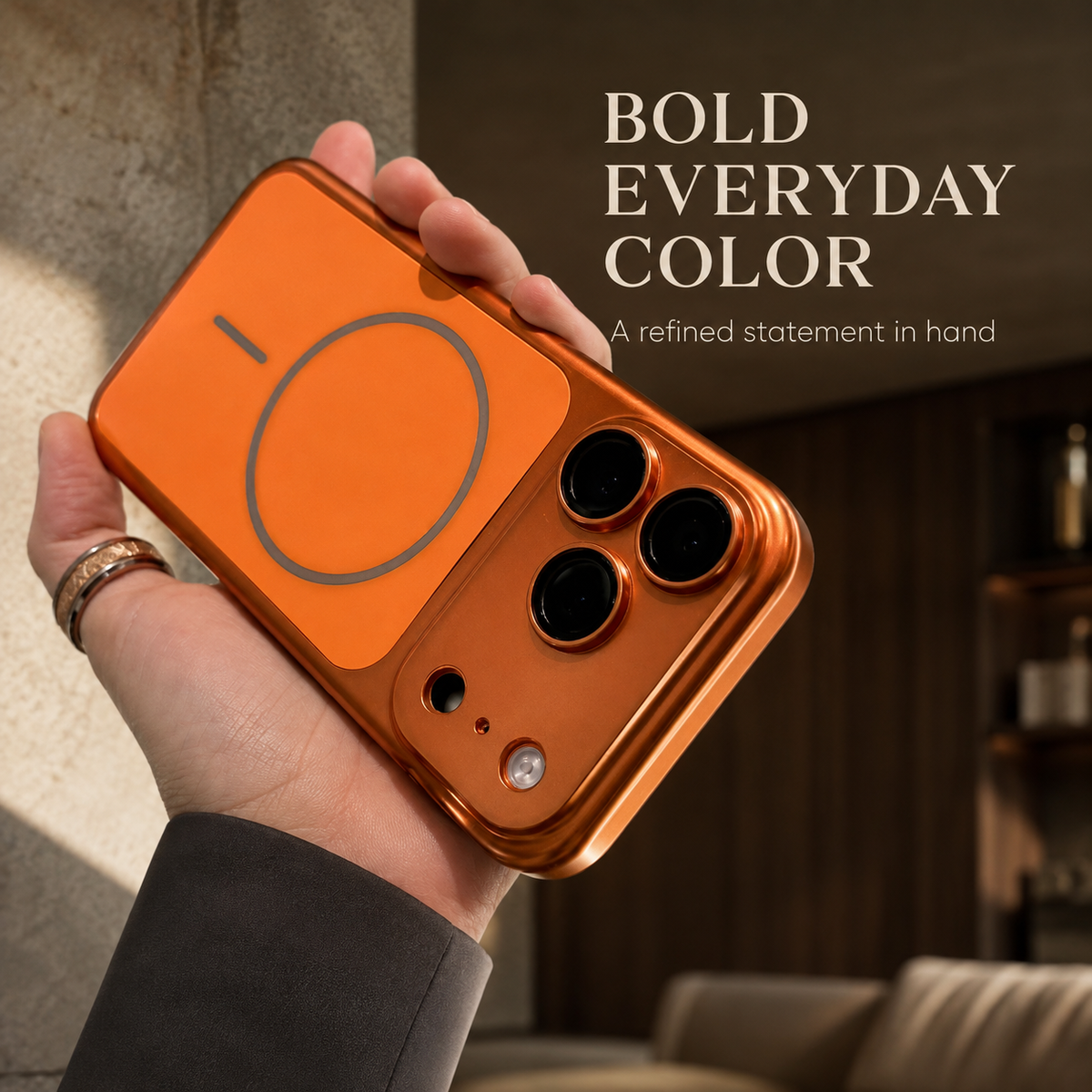 Premium iPhone Case MagSafe Original Metal Color Large Window Plating Magnetic Shockproof Rugged Slim Camera Protective Bumper Cover Case Design