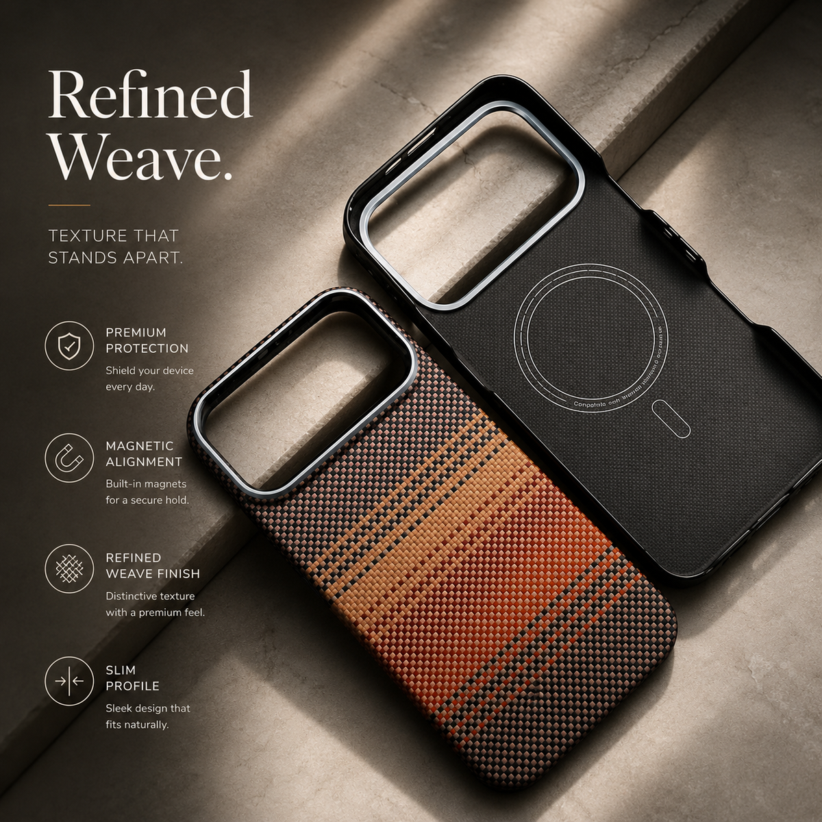 Premium iPhone Case MagSafe Real Carbon Fiber Cover Aramid Kevlar Ultra Thin Shockproof Matte Anti Fingerprint Full Coverage Slim Lightweight Design