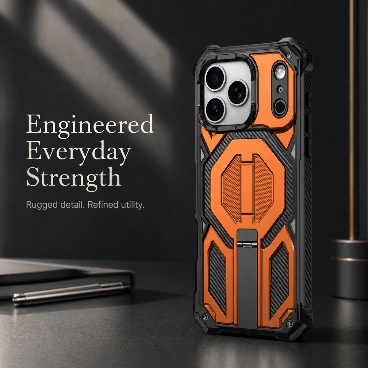Premium iPhone Case MagSafe Rugged Magnetic Metal Kickstand Shockproof PC TPU Armor Anti Scratch Matte Non Slip Heavy Duty Protective Cover