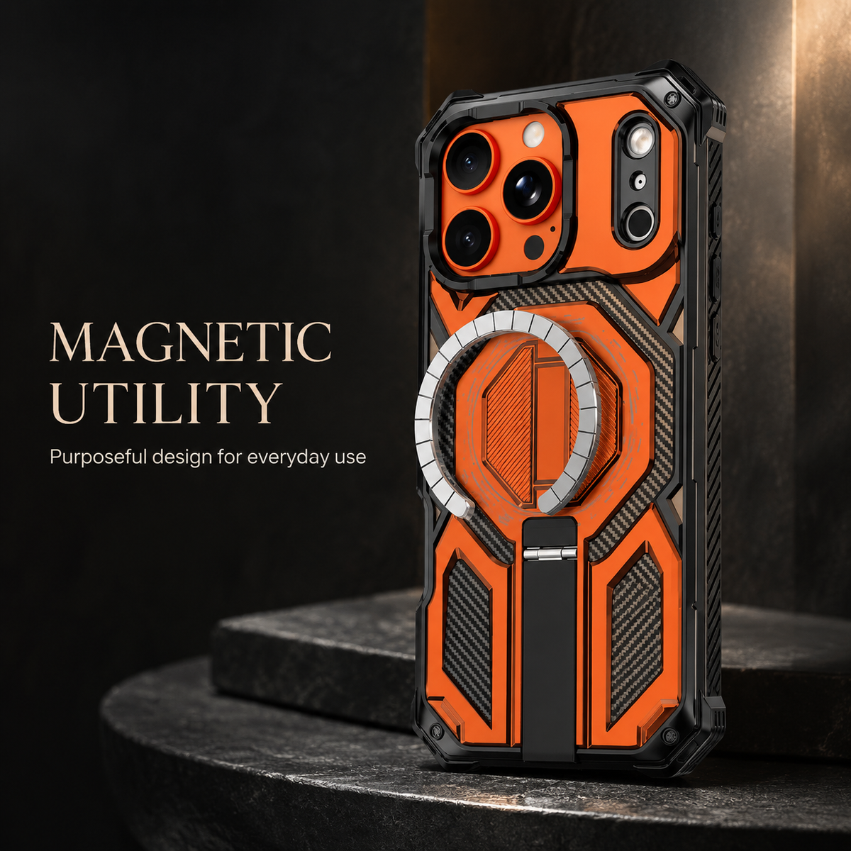 Premium iPhone Case MagSafe Rugged Magnetic Metal Kickstand Shockproof PC TPU Armor Anti Scratch Matte Non Slip Heavy Duty Protective Cover