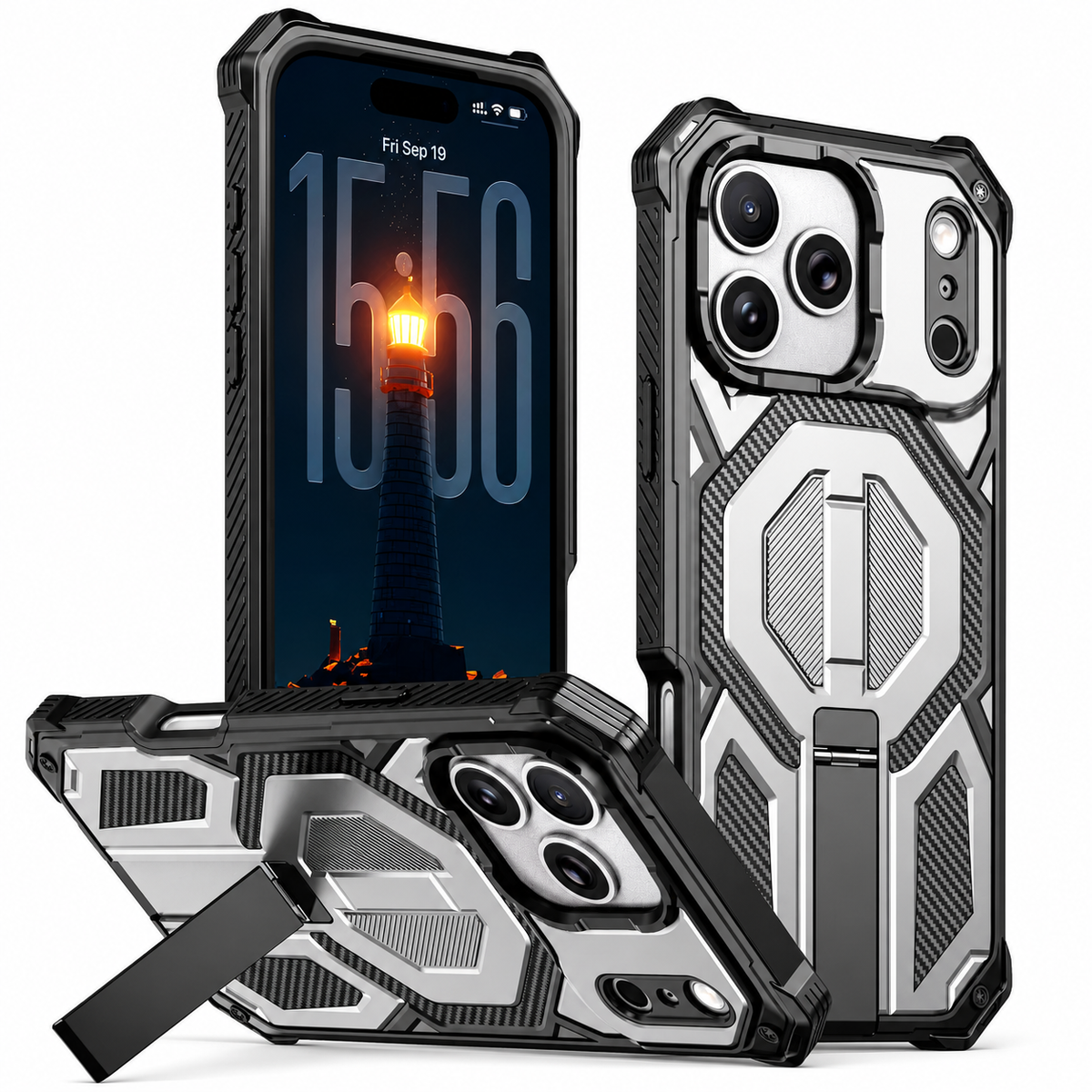 Premium iPhone Case MagSafe Rugged Magnetic Metal Kickstand Shockproof PC TPU Armor Anti Scratch Matte Non Slip Heavy Duty Protective Cover