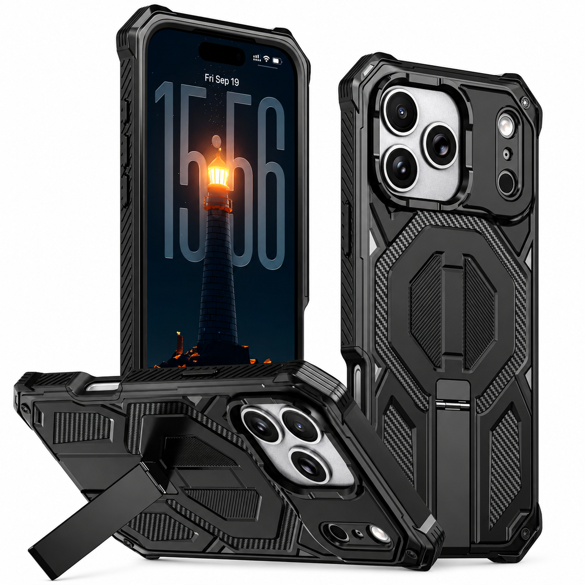 Premium iPhone Case MagSafe Rugged Magnetic Metal Kickstand Shockproof PC TPU Armor Anti Scratch Matte Non Slip Heavy Duty Protective Cover