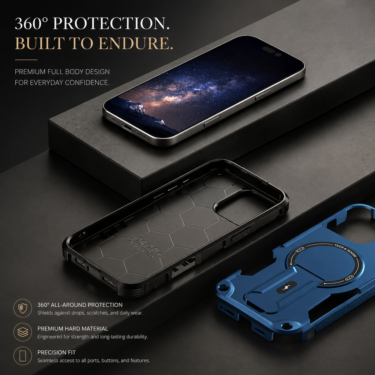 Premium iPhone Case MagSafe Rugged Shockproof Armor Cover Magnetic Kickstand Crossbody Lanyard PC TPU Anti Slip Camera Protection Heavy Duty