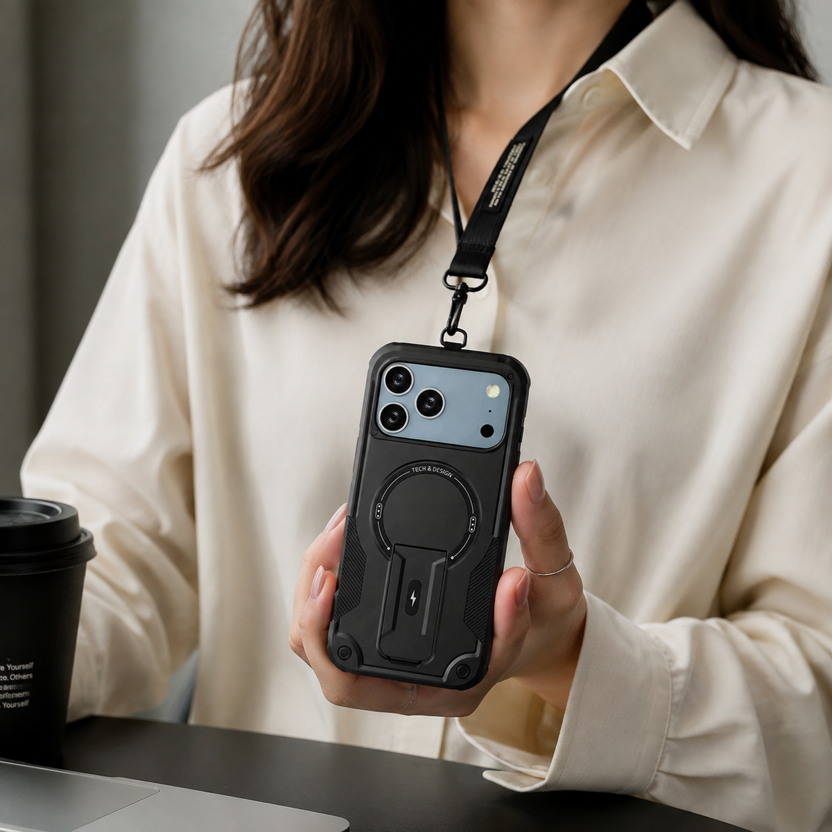 Premium iPhone Case MagSafe Rugged Shockproof Armor Cover Magnetic Kickstand Crossbody Lanyard PC TPU Anti Slip Camera Protection Heavy Duty