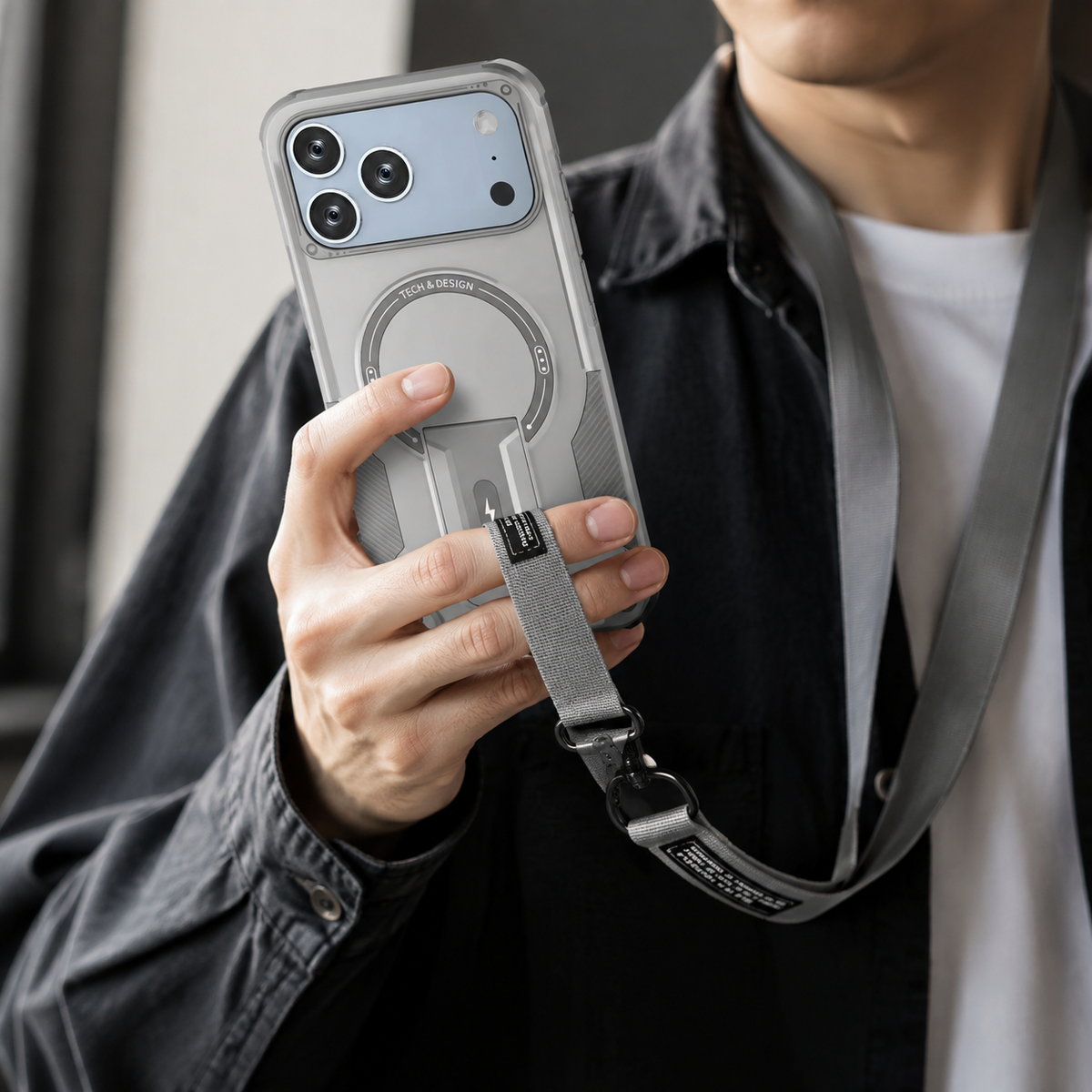 Premium iPhone Case MagSafe Rugged Shockproof Armor Cover Magnetic Kickstand Crossbody Lanyard PC TPU Anti Slip Camera Protection Heavy Duty
