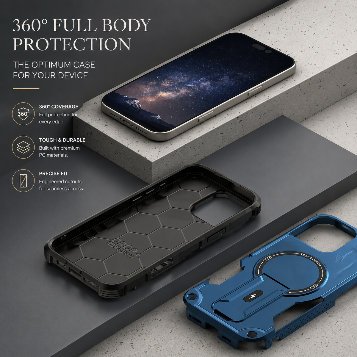 Premium iPhone Case MagSafe Rugged Shockproof Armor Cover Magnetic Kickstand Crossbody Lanyard PC TPU Anti Slip Camera Protection Heavy Duty