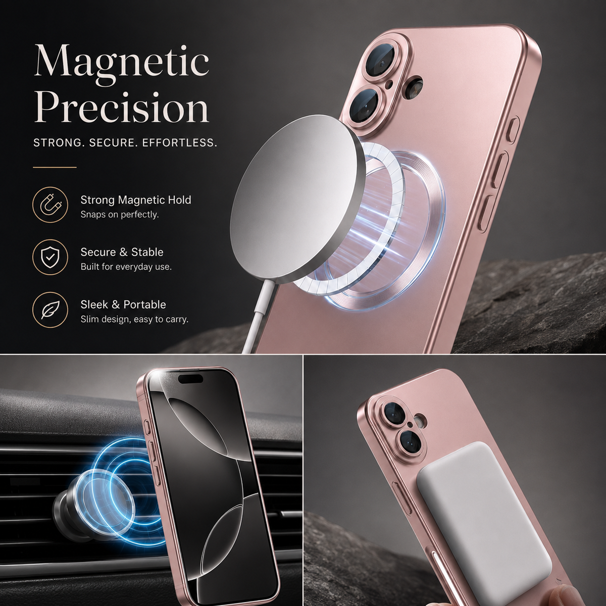 Premium iPhone Case MagSafe Silicone Cover Full Coverage Camera Protection Shockproof Anti Fingerprint Matte Soft Touch Slim Magnetic Anti Slip Grip Design
