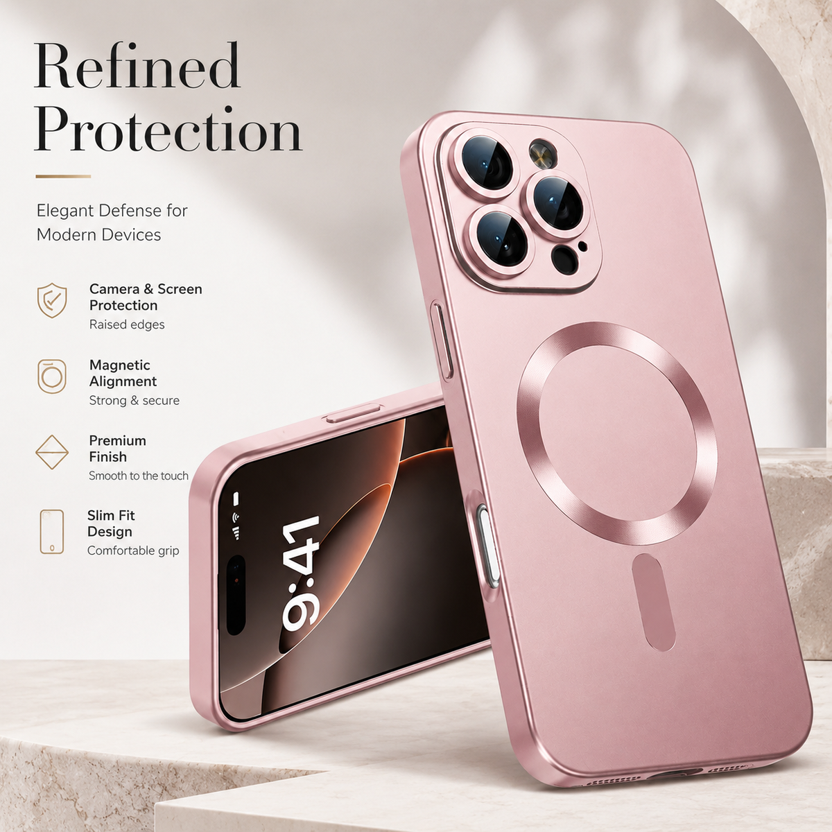 Premium iPhone Case MagSafe Silicone Cover Full Coverage Camera Protection Shockproof Anti Fingerprint Matte Soft Touch Slim Magnetic Anti Slip Grip Design