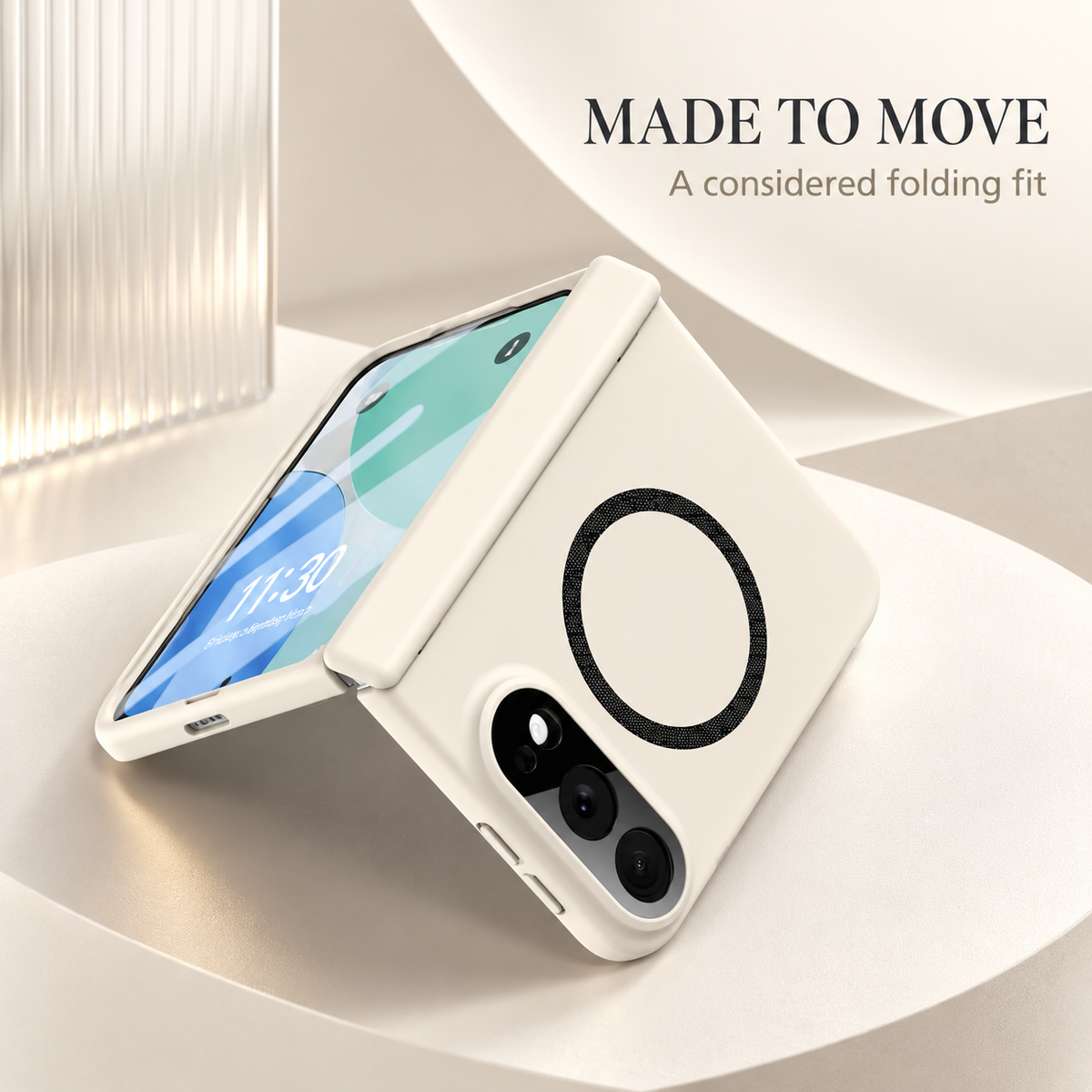 Premium iPhone Case MagSafe Skin Feel Magnetic Hinge Protection Tempered Film PC TPU Full Coverage Shockproof Slim Protective Foldable Cover Case