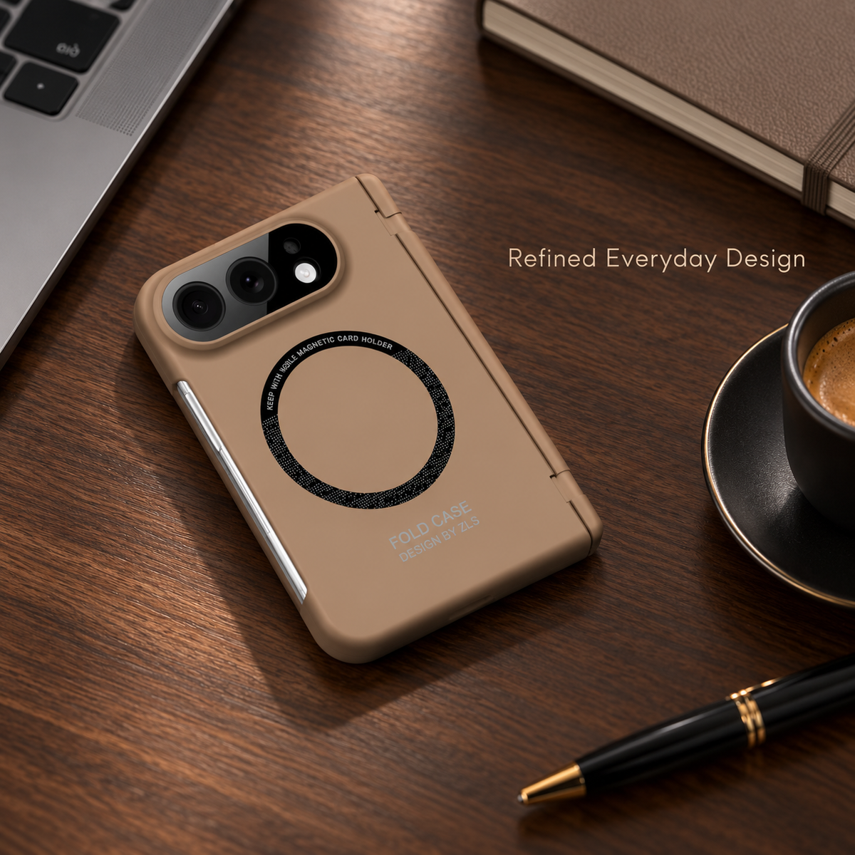 Premium iPhone Case MagSafe Skin Feel Magnetic Hinge Protection Tempered Film PC TPU Full Coverage Shockproof Slim Protective Foldable Cover Case