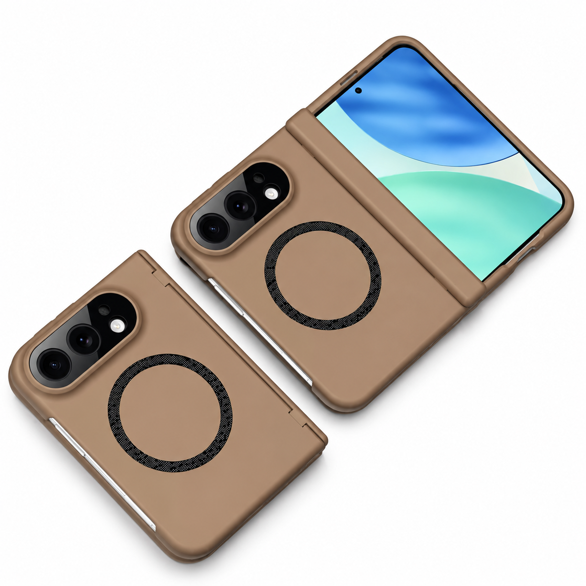 Premium iPhone Case MagSafe Skin Feel Magnetic Hinge Protection Tempered Film PC TPU Full Coverage Shockproof Slim Protective Foldable Cover Case