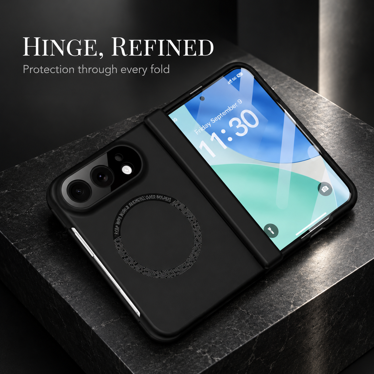 Premium iPhone Case MagSafe Skin Feel Magnetic Hinge Protection Tempered Film PC TPU Full Coverage Shockproof Slim Protective Foldable Cover Case