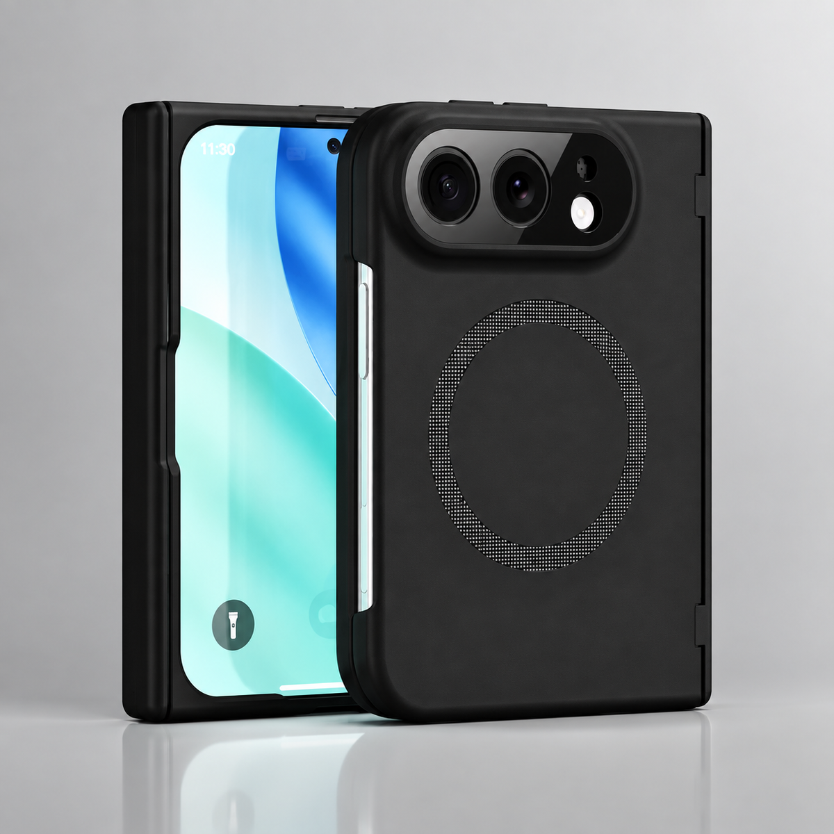 Premium iPhone Case MagSafe Spring Hinge Armor Tempered Glass Shockproof Hard PC Magnetic Anti Scratch Full Foldable Protective Cover Case Design Slim