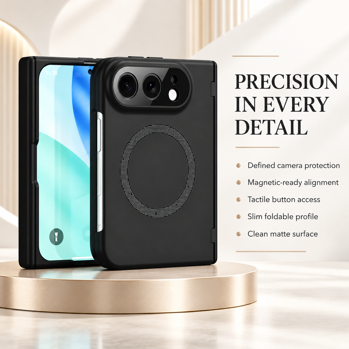 Premium iPhone Case MagSafe Spring Hinge Armor Tempered Glass Shockproof Hard PC Magnetic Anti Scratch Full Foldable Protective Cover Case Design Slim
